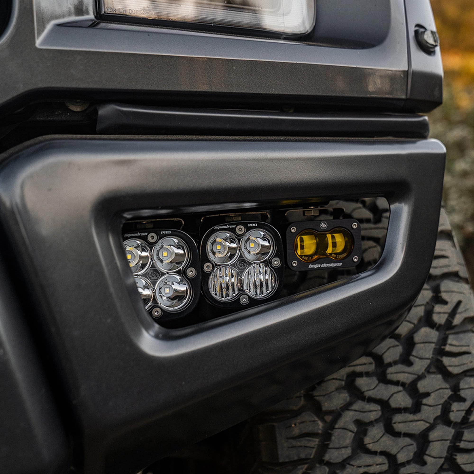Baja Designs S2 Squadron PRO Fog Pocket Light Kit for Ford F150 Raptor 2017-2020, 6 PCS LED (Amber)