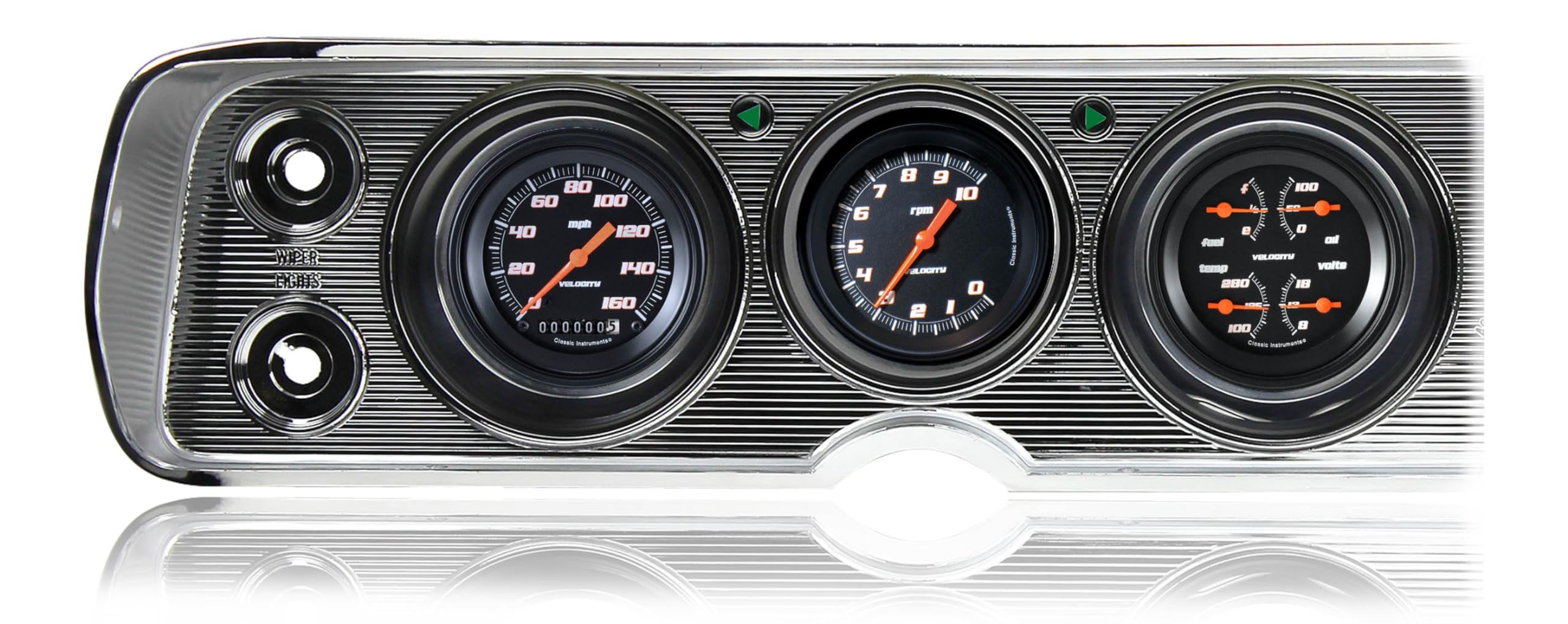 Classic Instruments 1964-1965 Chevelle CV64VSB Velocity Black Gauge Set Speedometer Tachometer Quad Gauge Fits Factory Bezel (not Included) GM