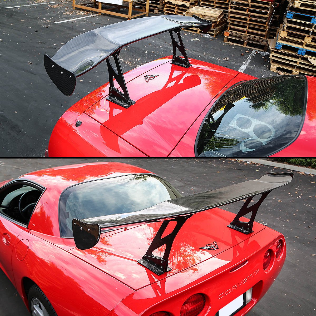 69 inches Auto Dynasty Universal GT Style Carbon Fiber Spoiler with Brackets