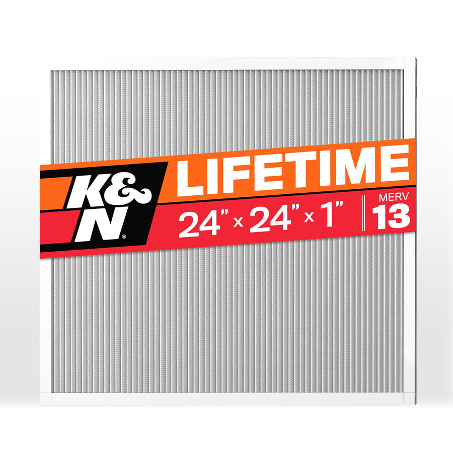 HVAC Furnace Air Filter K&N 24X24X1, Lasts a Lifetime, Washable, Merv 13, the Last HVAC Filter You Will Ever Buy, Breathe Safely at Home or in the Office, HVC-13-12424
