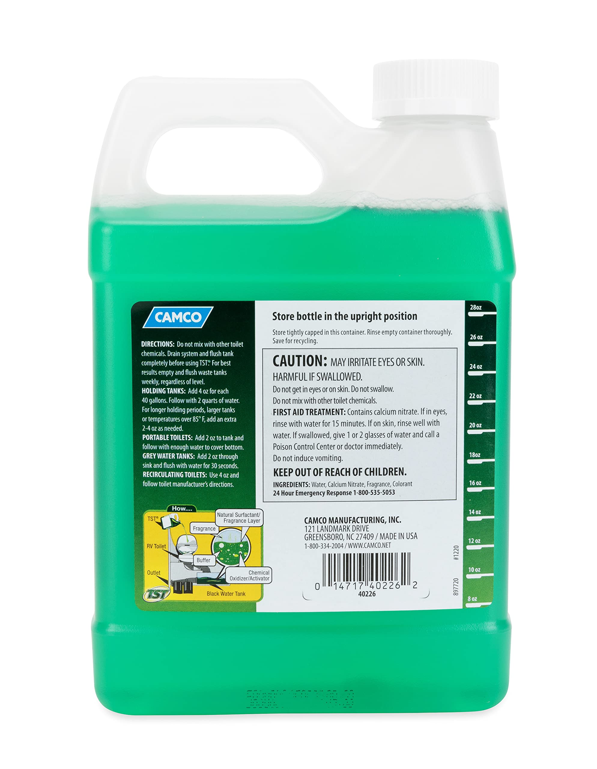 Camco TST RV Toilet Treatment Fresh Scent - Formaldehyde Free - Breaks Down Waste And Tissue - Septic Tank Safe - Treats up to 8-40 Gallon Holding Tanks (32 Ounce Bottle) (40226)