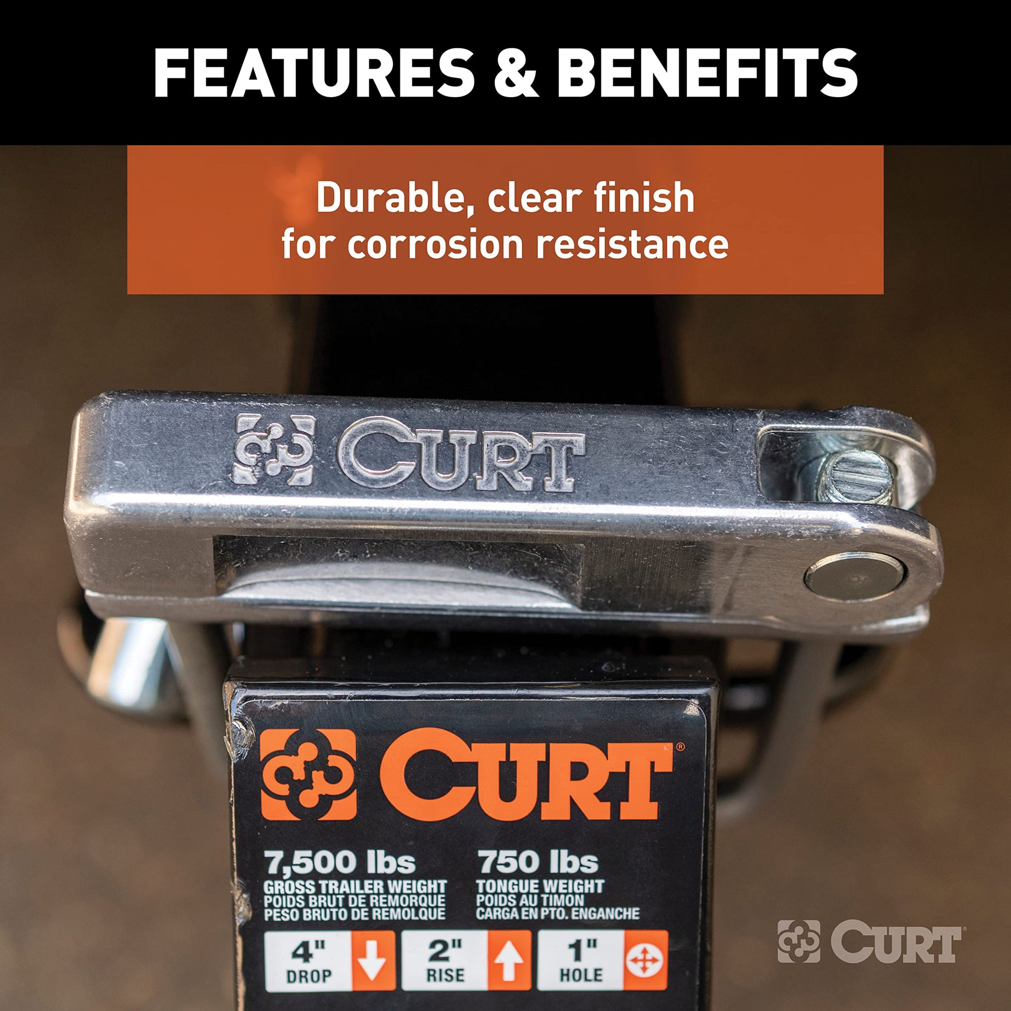 CURT No-Tool Anti-Rattle Hitch Clamp 22325 Tightener for 2-Inch Receiver, Hollow or Solid Shanks