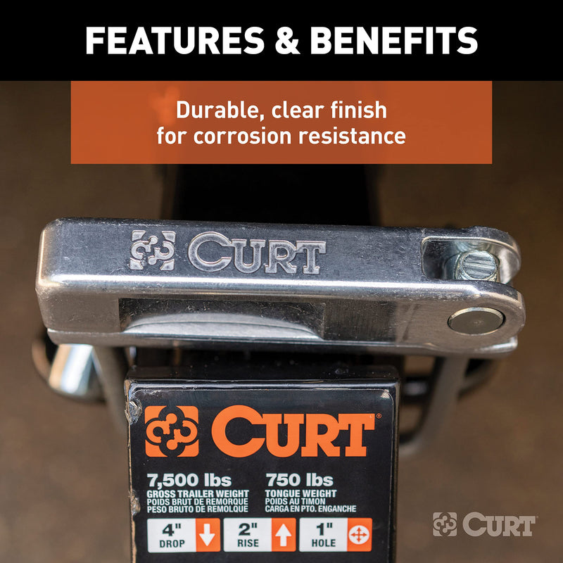 CURT No-Tool Anti-Rattle Hitch Clamp 22325 Tightener for 2-Inch Receiver, Hollow or Solid Shanks