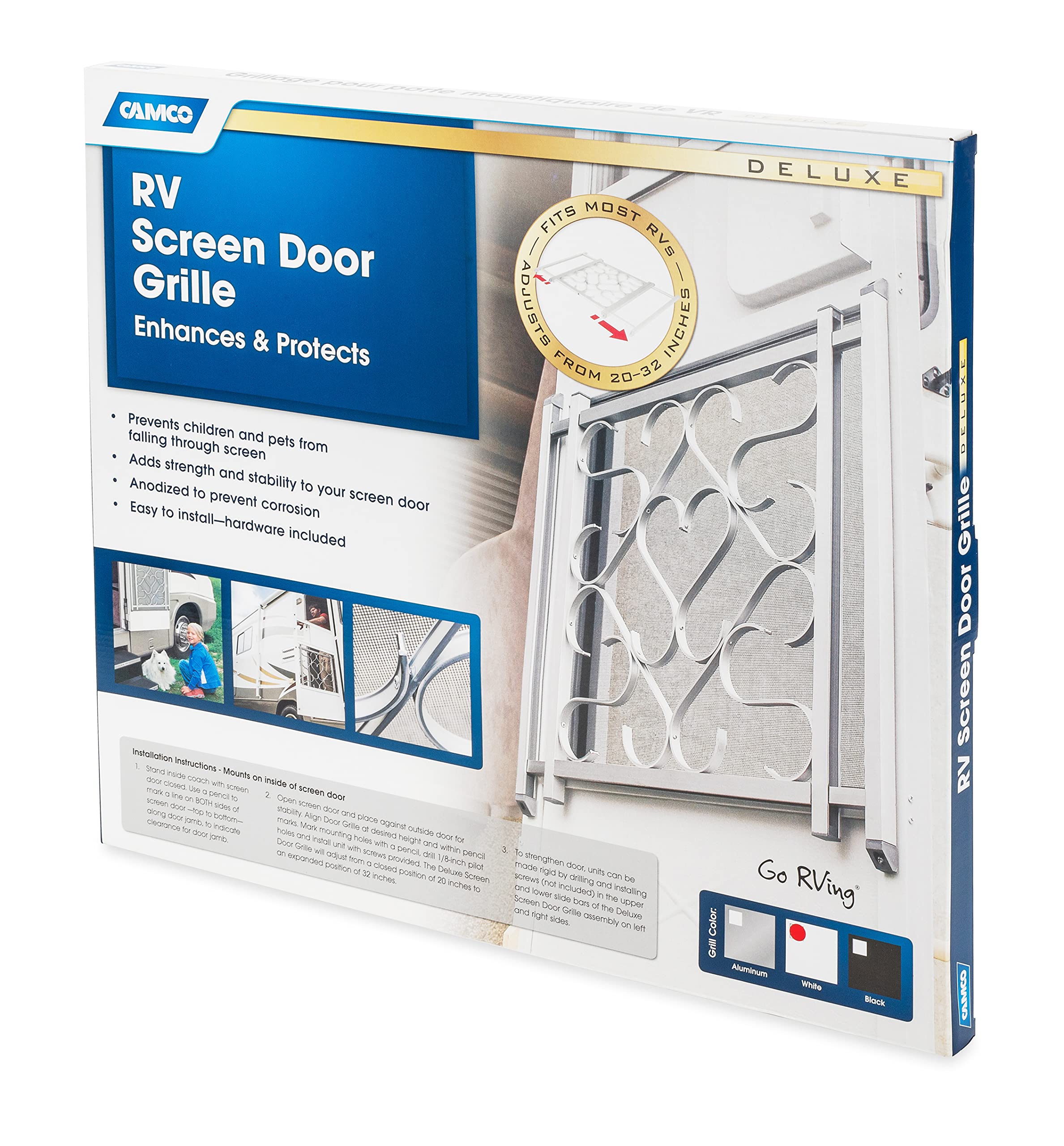 Screen Door Camco Deluxe Grille (White) 43997