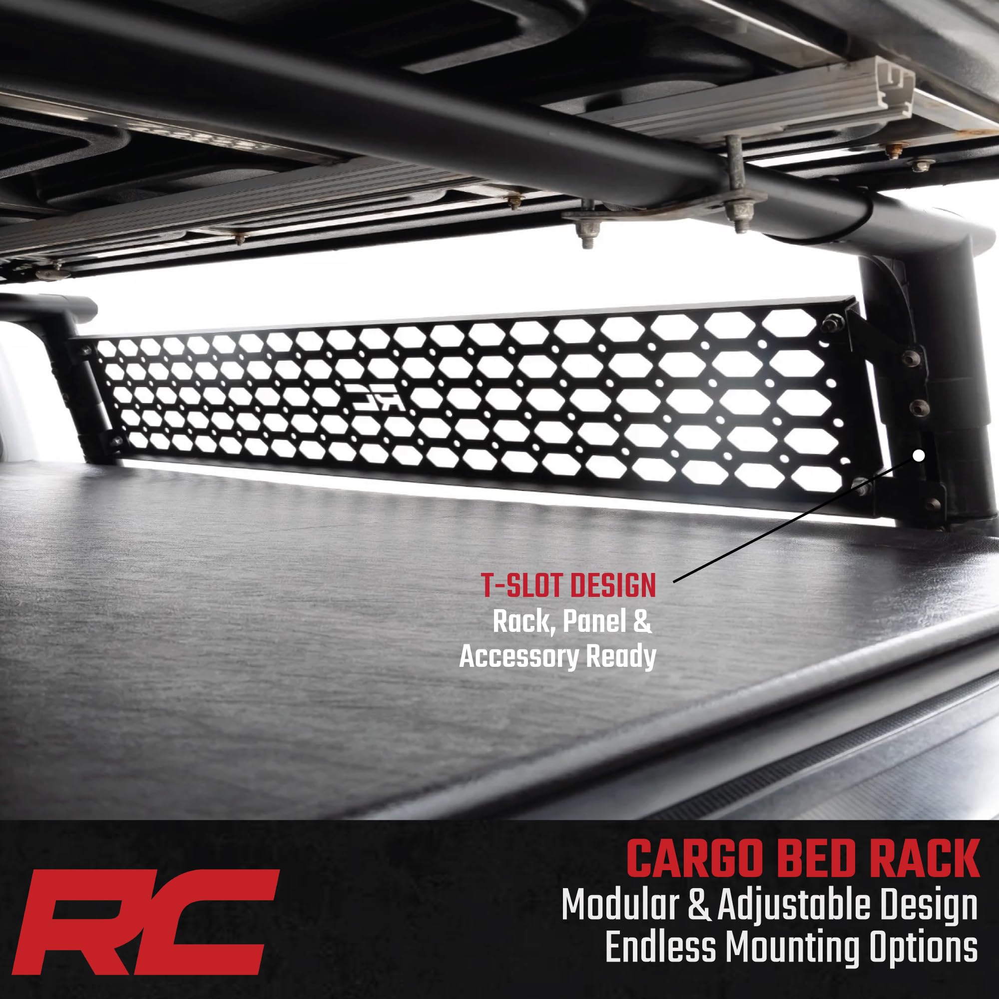 Rough Country Half-Height Bed Rack for Tacoma Toyota (2005-2023) - Modular Aluminum Truck Rack for Bikes, Tools, Camping & Recovery Gear