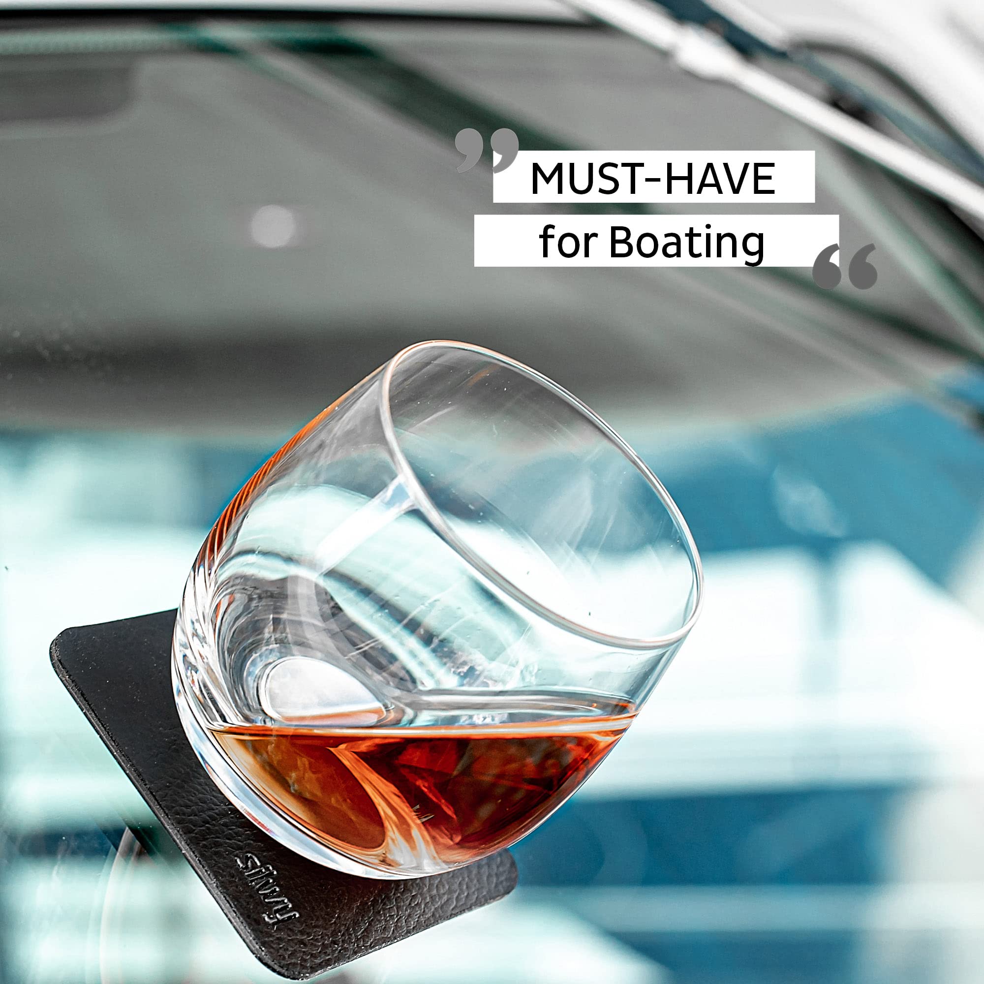 silwy® Magnetic Glasses Crystal with Perfectly Integrated Magnets Including Metal Nano Gel Pads - Non-Slip Camping Glasses, Boat and Yacht Accessories (Whisky // 0.25 l // Set of 2)