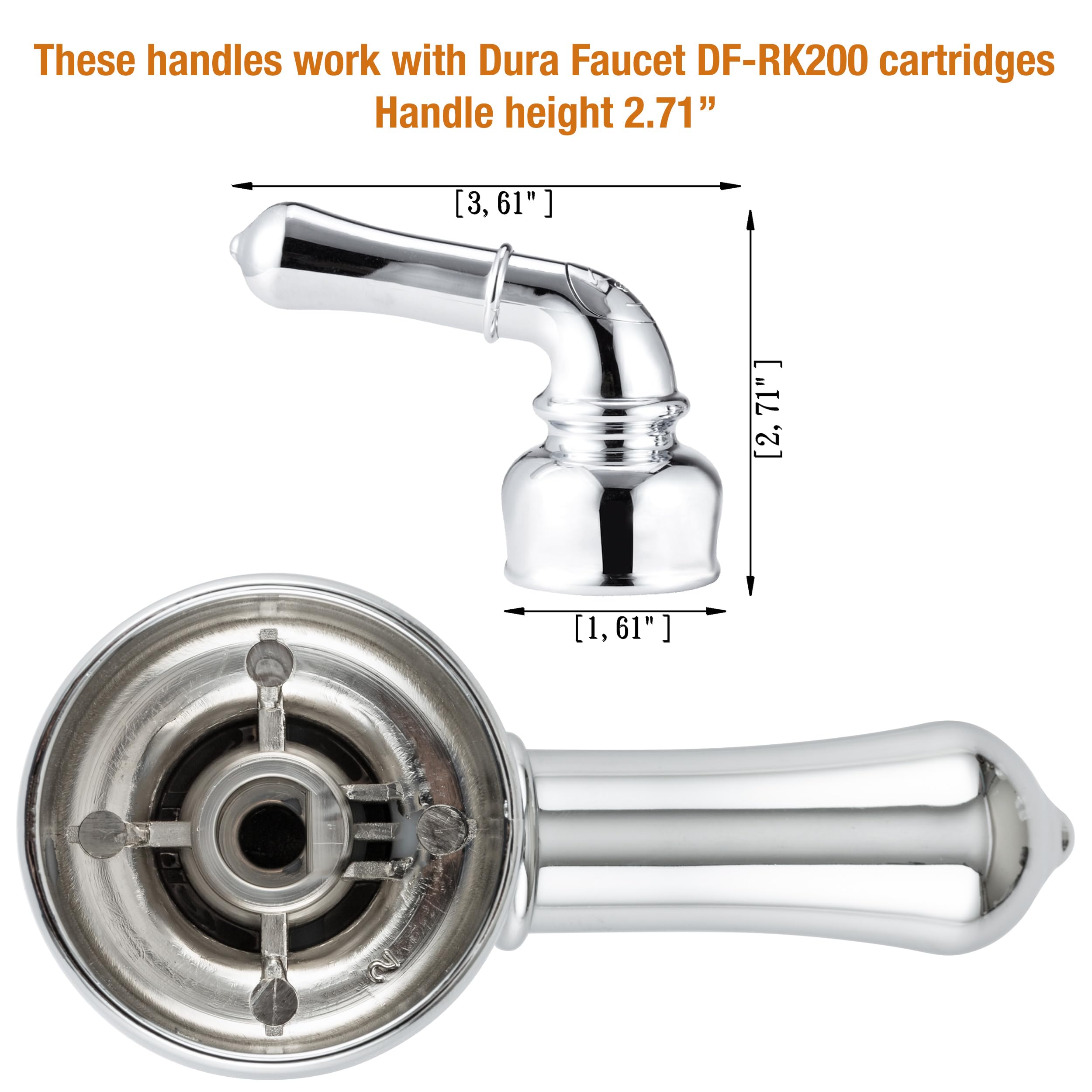 Dura Faucet RV Replacement Hot and Cold Classic Handles DF-RKC-CP - Plastic Handles with Metallic Plating