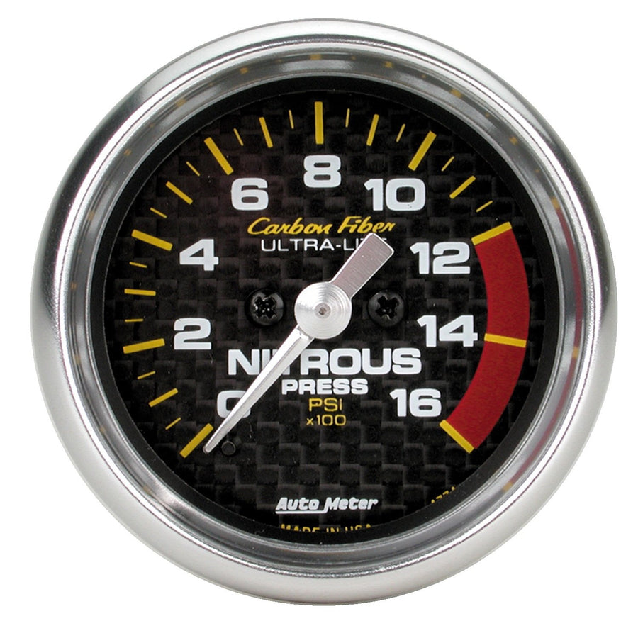 Nitrous Pressure Gauge Auto Meter 4774 Carbon Fiber Electric