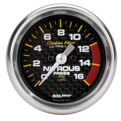 Nitrous Pressure Gauge Auto Meter 4774 Carbon Fiber Electric
