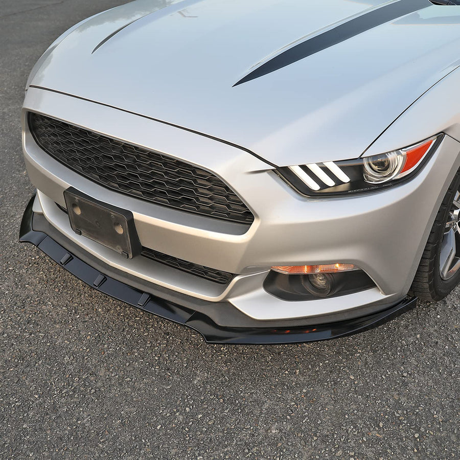 Front Bumper Lip Spoiler Splitter Spec-D Tuning Glossy Black 3PC Compatible with 2015-2020 Ford Mustang