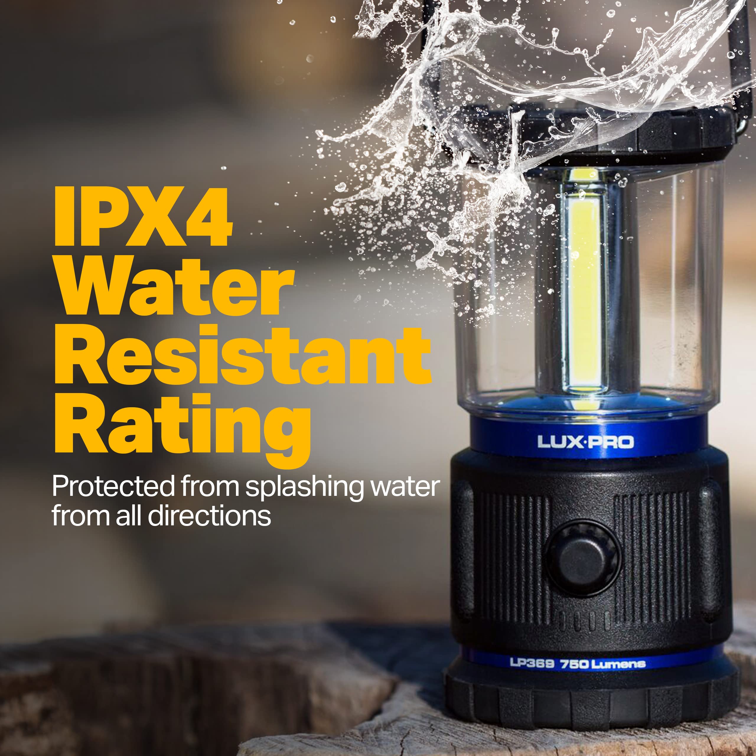 750 Lumen LUXPRO 3C Rugged LED Lantern - Battery Powered for Up to 90 Hours of Use - Dimmable LED Light with IPX4 Water-Resistant Rating