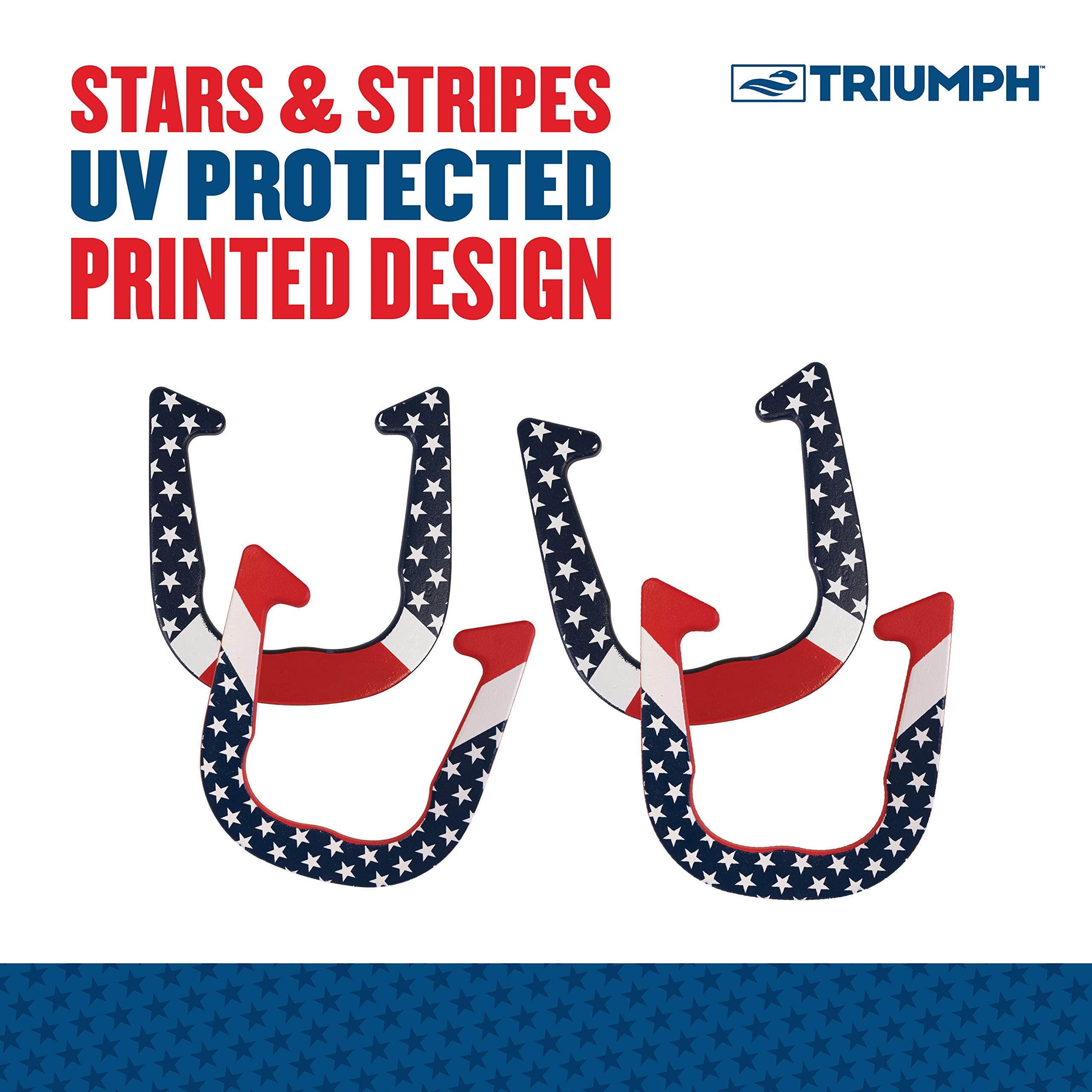 Forged Horseshoe Set TRIUMPH SPORTS USA Complete with 4 Horseshoes, 2 Stakes and Hard Plastic Case with Locking Tabs for Transportation and Storage