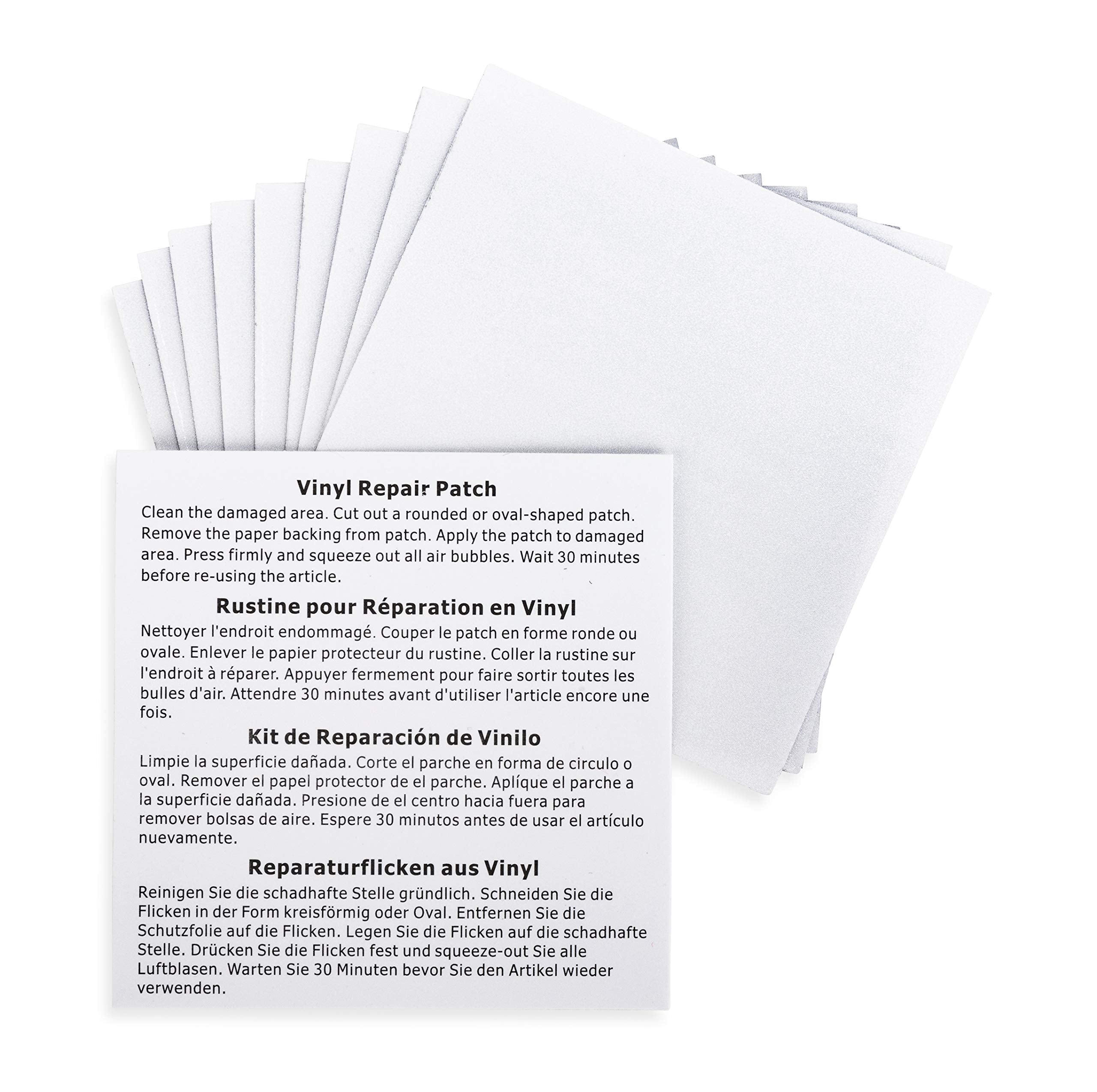Vinyl Air Mattress Patches Camco | Repairs Inflatable Products | Easy to Apply | Measures 3"x3" | Includes a Pack of (10) Patches (51098)