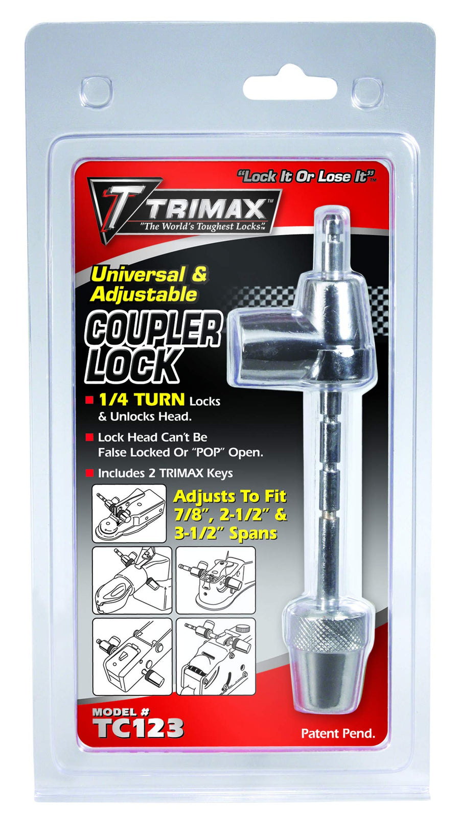 Trimax Universal Coupler Lock TC123 (Fits 7/8" – 3-1/2" Span Couplers)