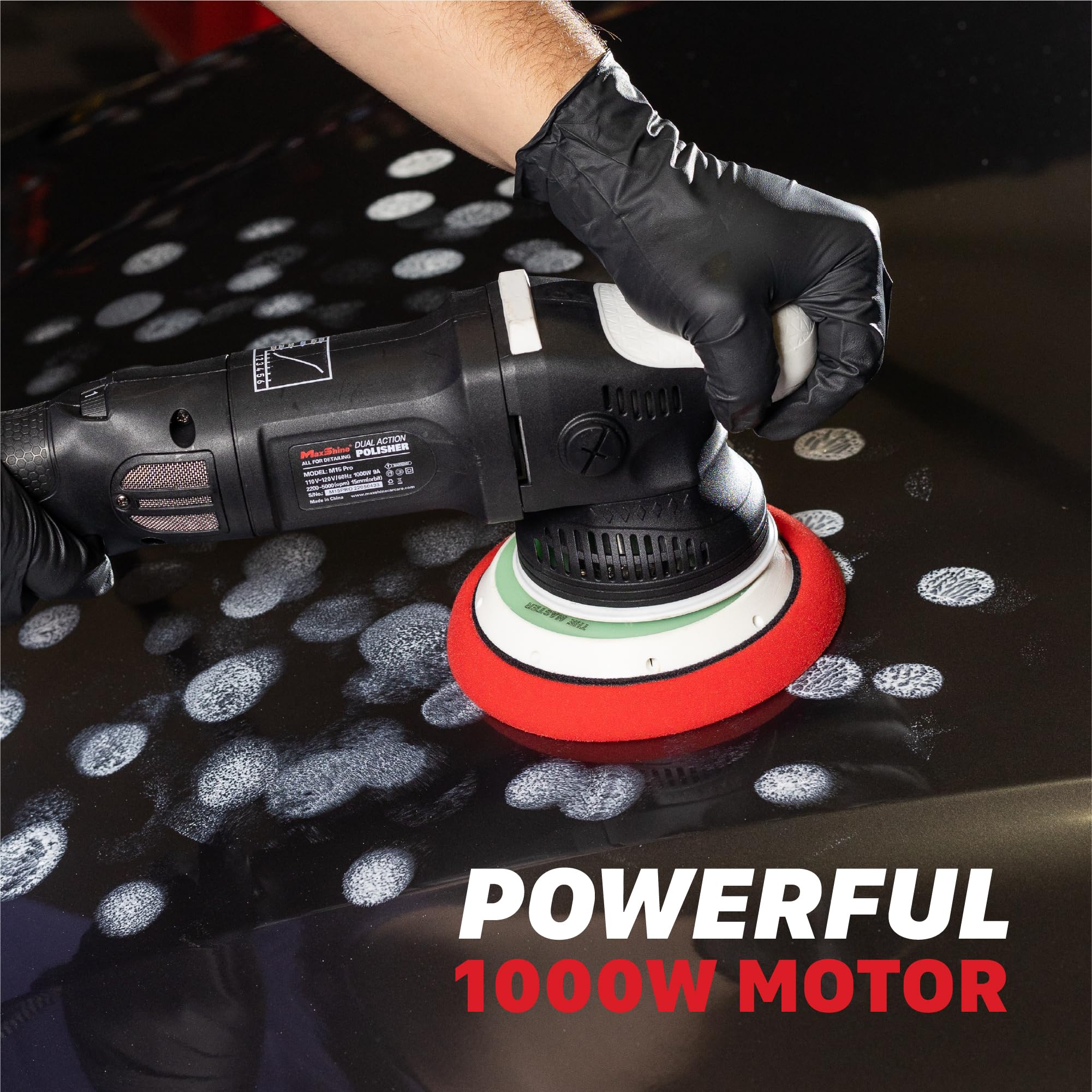 M15 Pro Maxshine Dual Action Polisher | 15mm Throw, 5” Backing Plate, 1000W Motor | Variable Speed, Ergonomic Grip, Low Vibration | Auto, Boat & Marine Detailing Buffer for Paint Correction