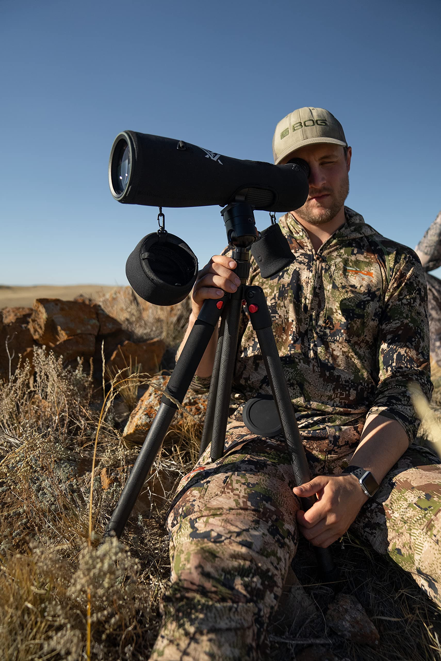 DeathGrip BOG Sherpa Carbon Fiber Tripod with Heavy Duty Construction, 360 Degree Ball Head, Quick-Release Arca-Swiss Mount System, and Optics Plate for Hunting, Shooting, Glassing, and Outdoors