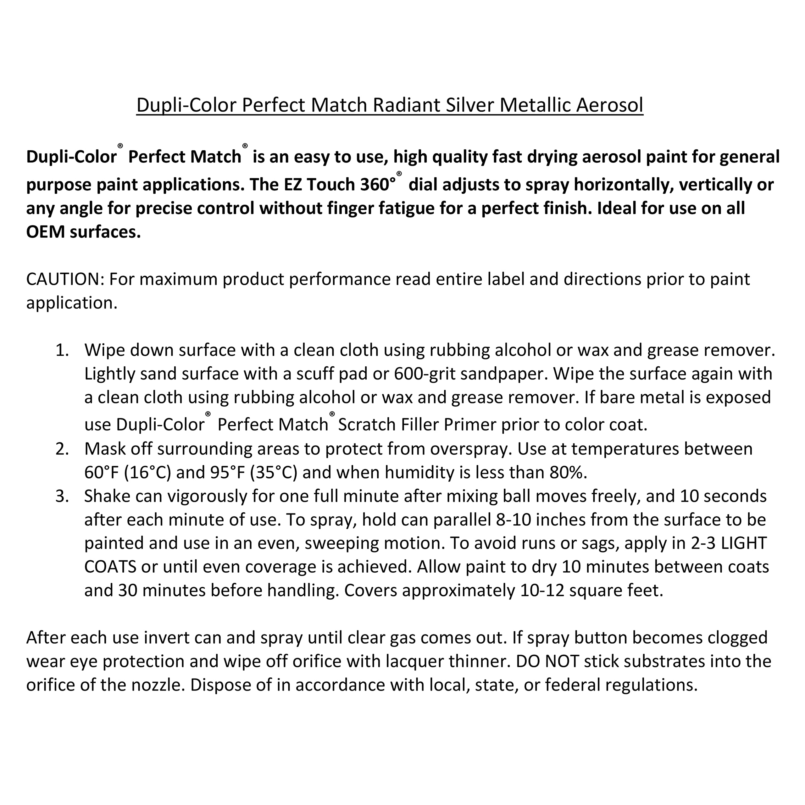 Chrysler Radiant Silver Metallic Dupli-Color EBCC03387 Perfect Match Automotive Spray Paint – 8 oz. Aerosol Can