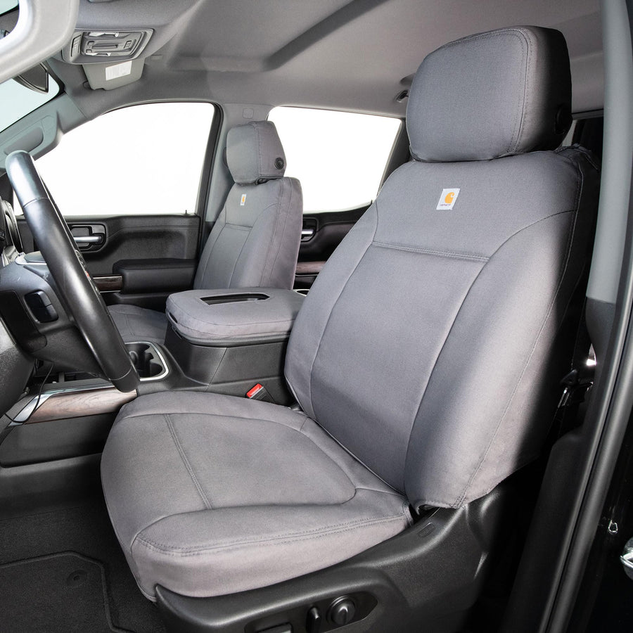 Covercraft Custom Carhartt SeatSaver Seat Covers | Fits 2023-2024 Ford F-150 (Excludes Raptor) | 1st Row Bucket Seats, Duck Weave Gravel