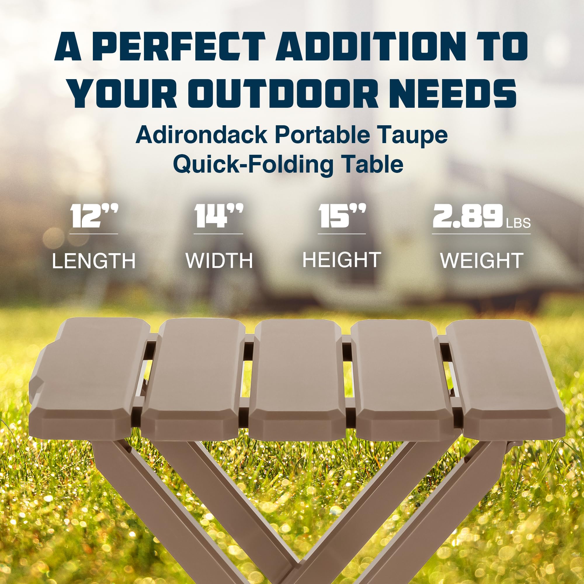 Camco Small Quick-Folding Adirondack Table 21045, Plastic, Taupe