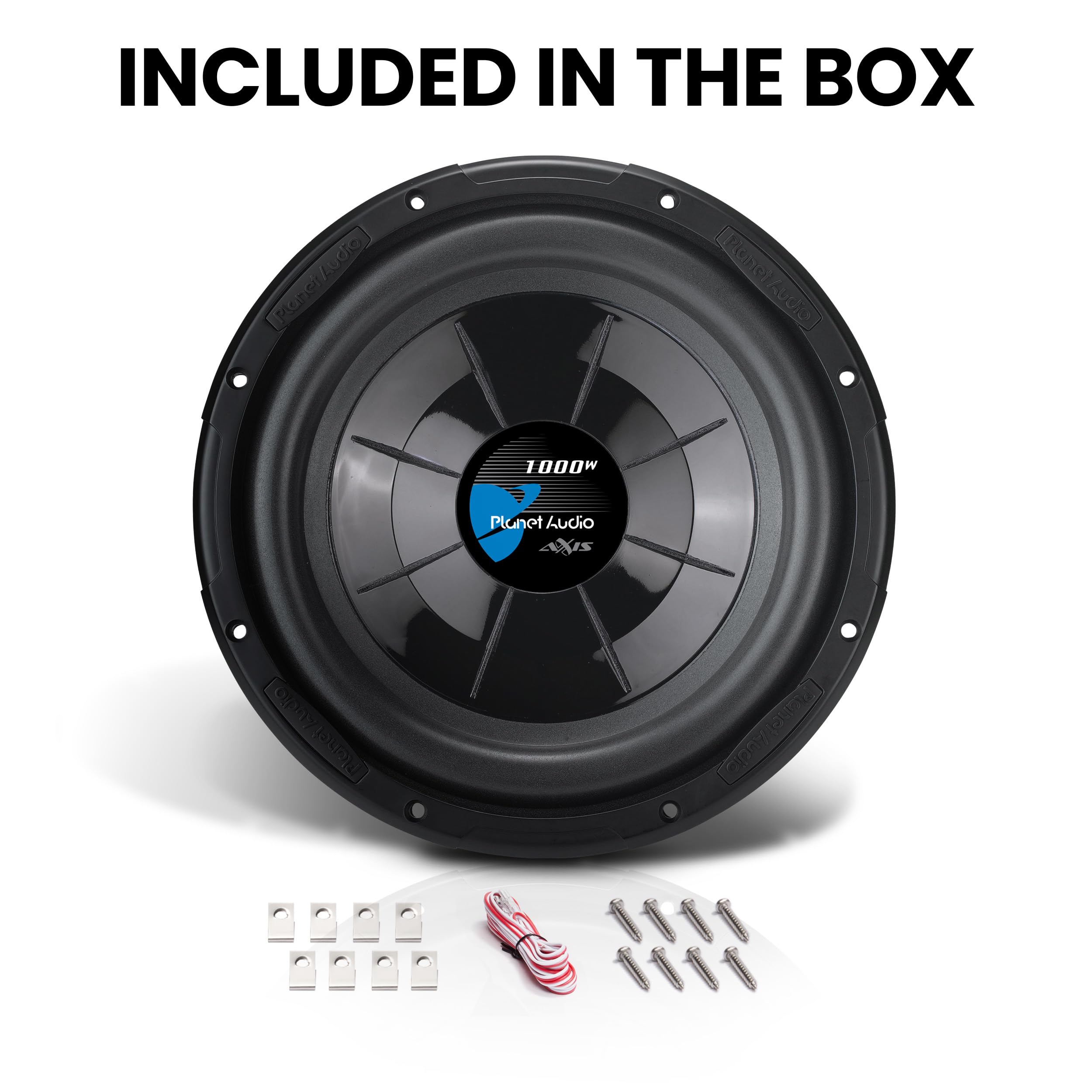 12 Inch Planet Audio PX12 Axis Series Car Subwoofer - 1000 Watts Max, Single 4 Ohm Voice Coil, Sold Individually, Hook Up to Amp