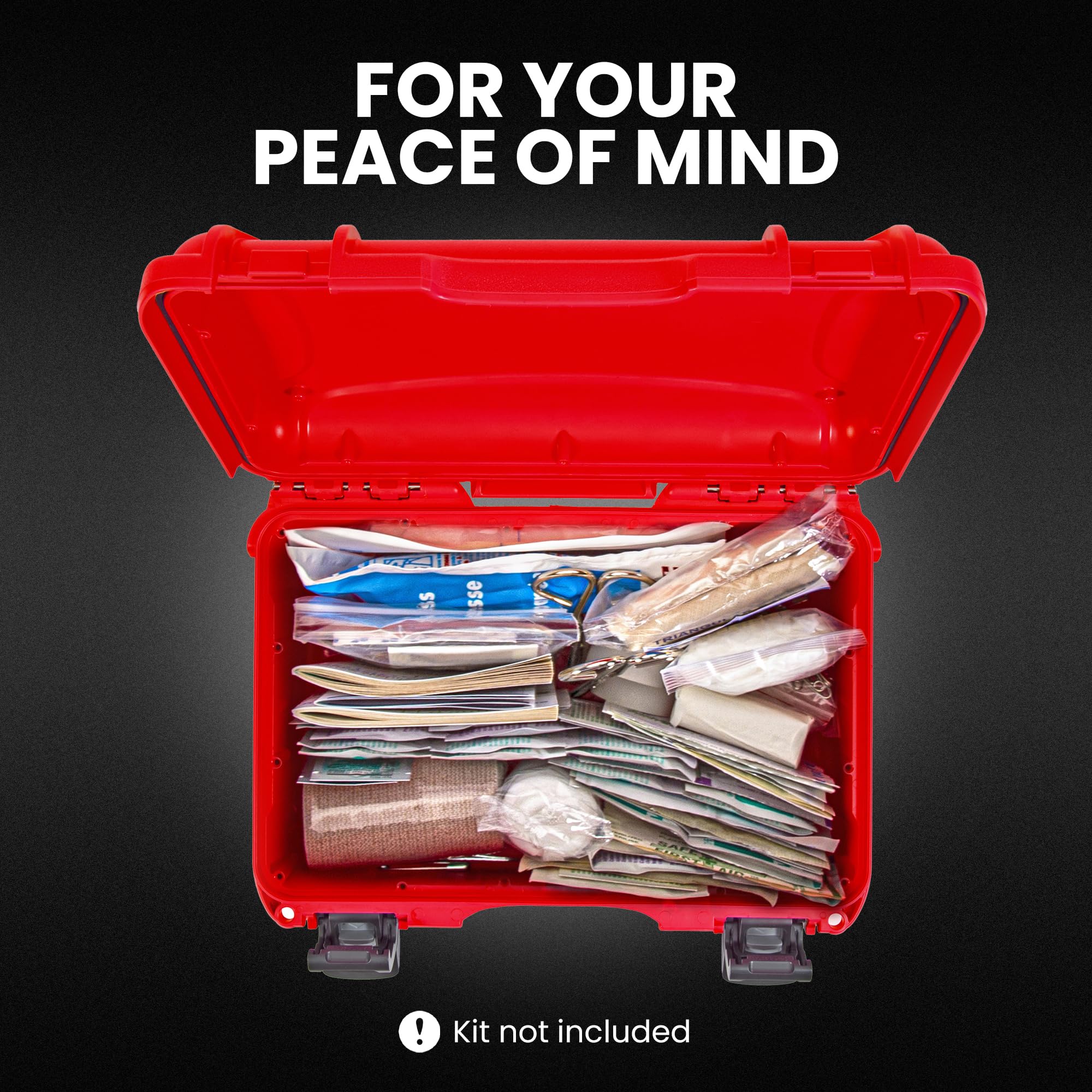Waterproof NANUK 909 First Aid Box Empty – Durable, Medical Organizer Case, IP67-Rated, Dustproof, Impact-Resistant, and Floats (11.4" x 7.0" x 3.7") – Red