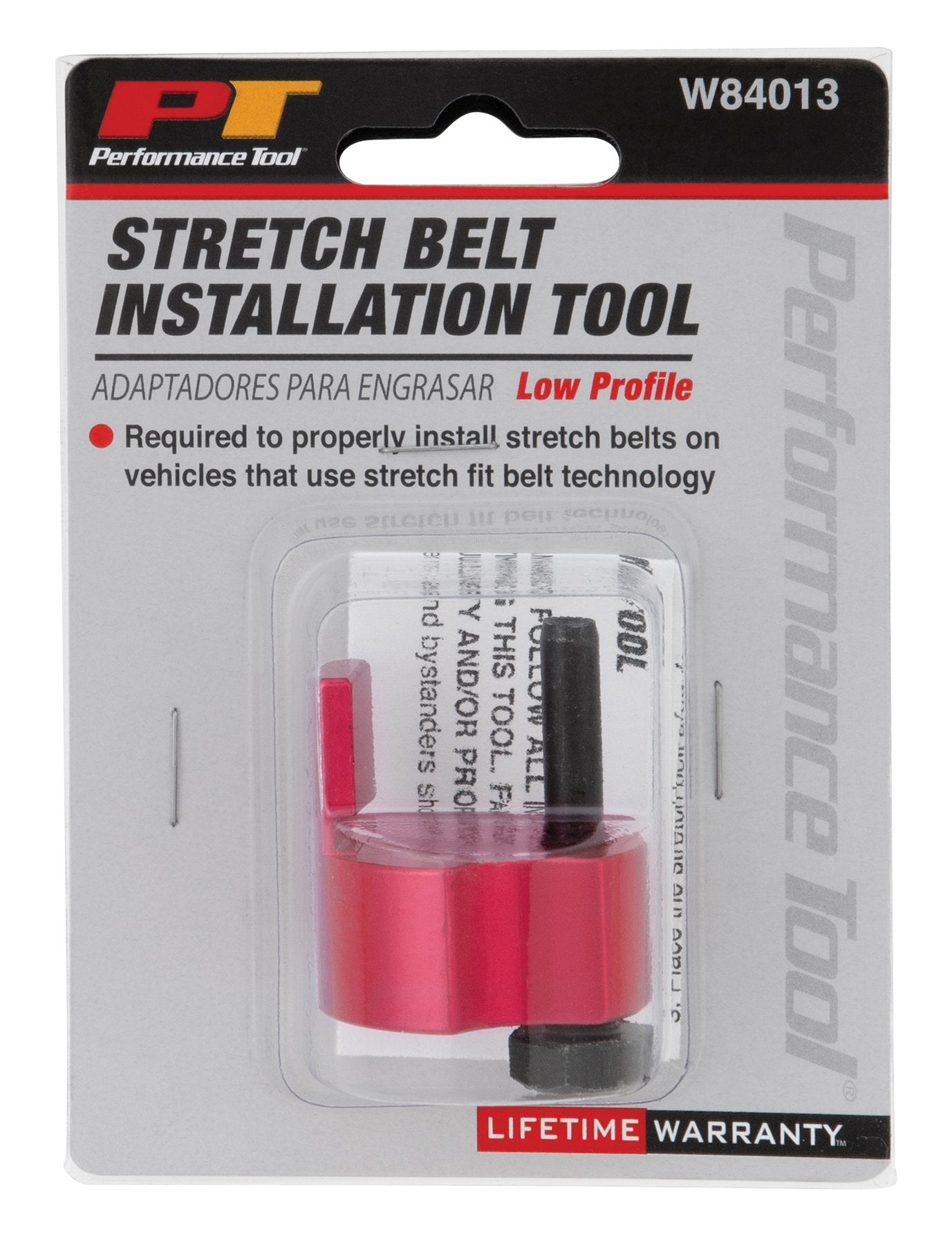 W84013 Performance Tool Low Profile Stretch Belt Installation Tool - Quickly and Safely Installs Stretch Fit Belts on Vehicles with Tight Spaces