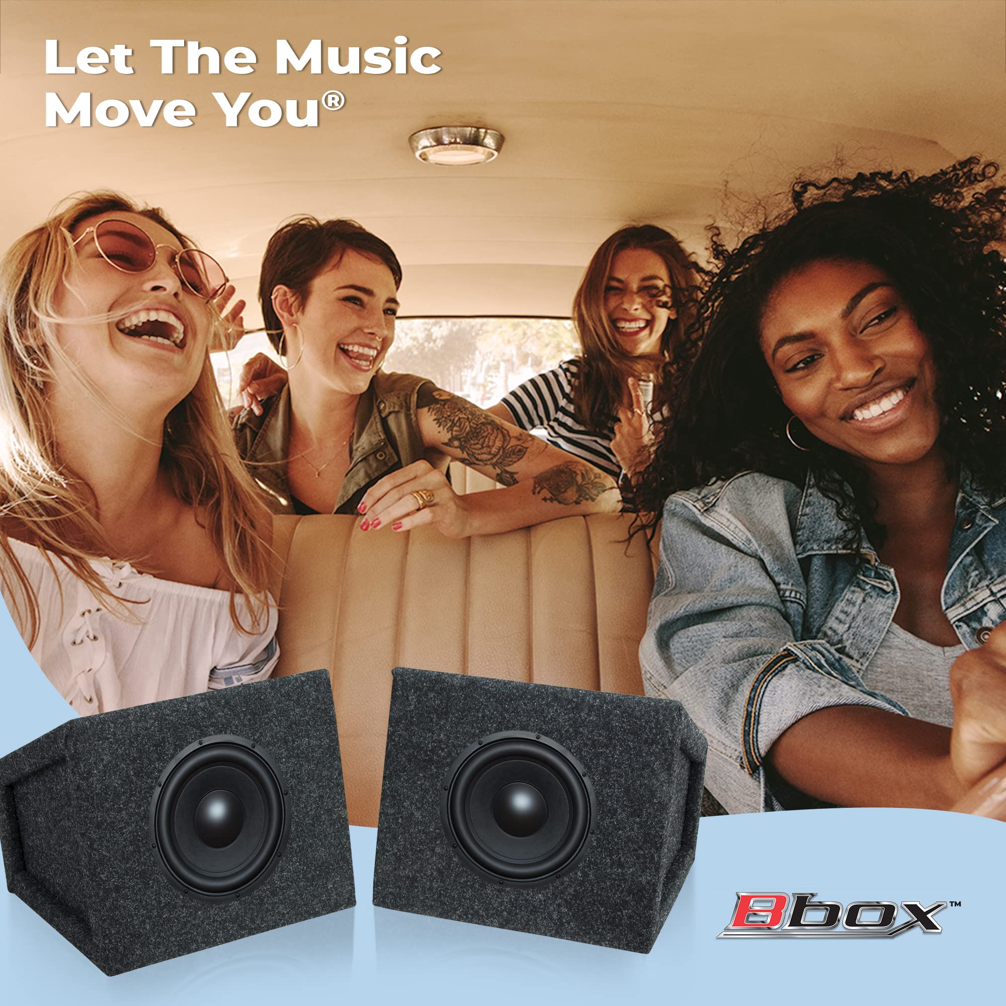 6.5" Bbox Pro Audio Tuned Speaker Enclosures - Premium Speakers to Enhance Sound and Bass - Nickel Finish Terminals for Car or Truck - 18 Gauge Audio Cables - Set of 2 (Charcoal)