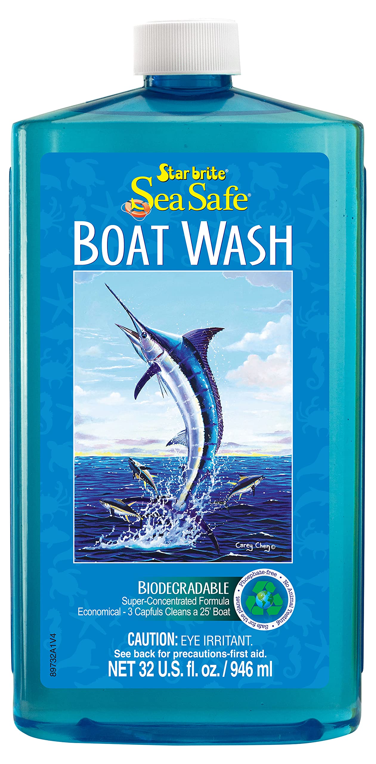 STAR BRITE Boat Wash Sea Safe – Super Concentrated, Biodegradable Formula – Gently Removes Dirt, Grime, Salt Without Stripping Wax or Polish – Designed for All Boat Surfaces 32 OZ (089732PW)
