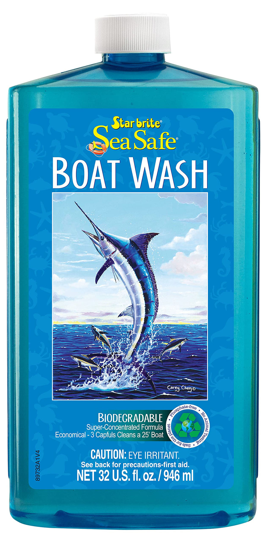 STAR BRITE Boat Wash Sea Safe – Super Concentrated, Biodegradable Formula – Gently Removes Dirt, Grime, Salt Without Stripping Wax or Polish – Designed for All Boat Surfaces 32 OZ (089732PW)