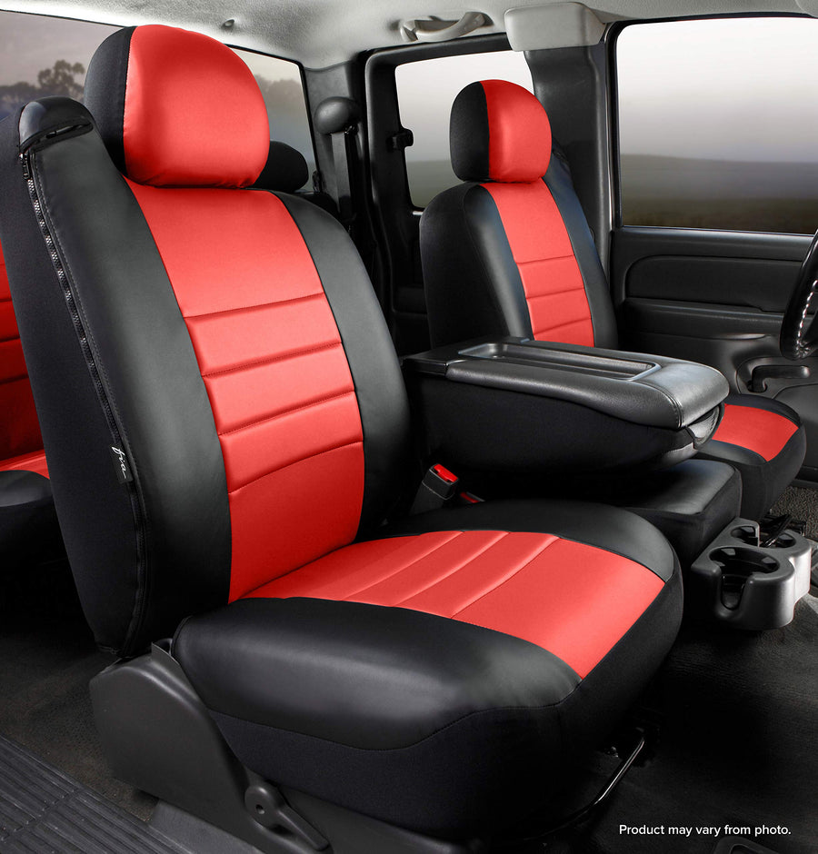 Custom Fit Fia SL67-20 RED Front Seat Cover Split Seat 40/20/40 - Leatherette (Black w/Red Center Panel)