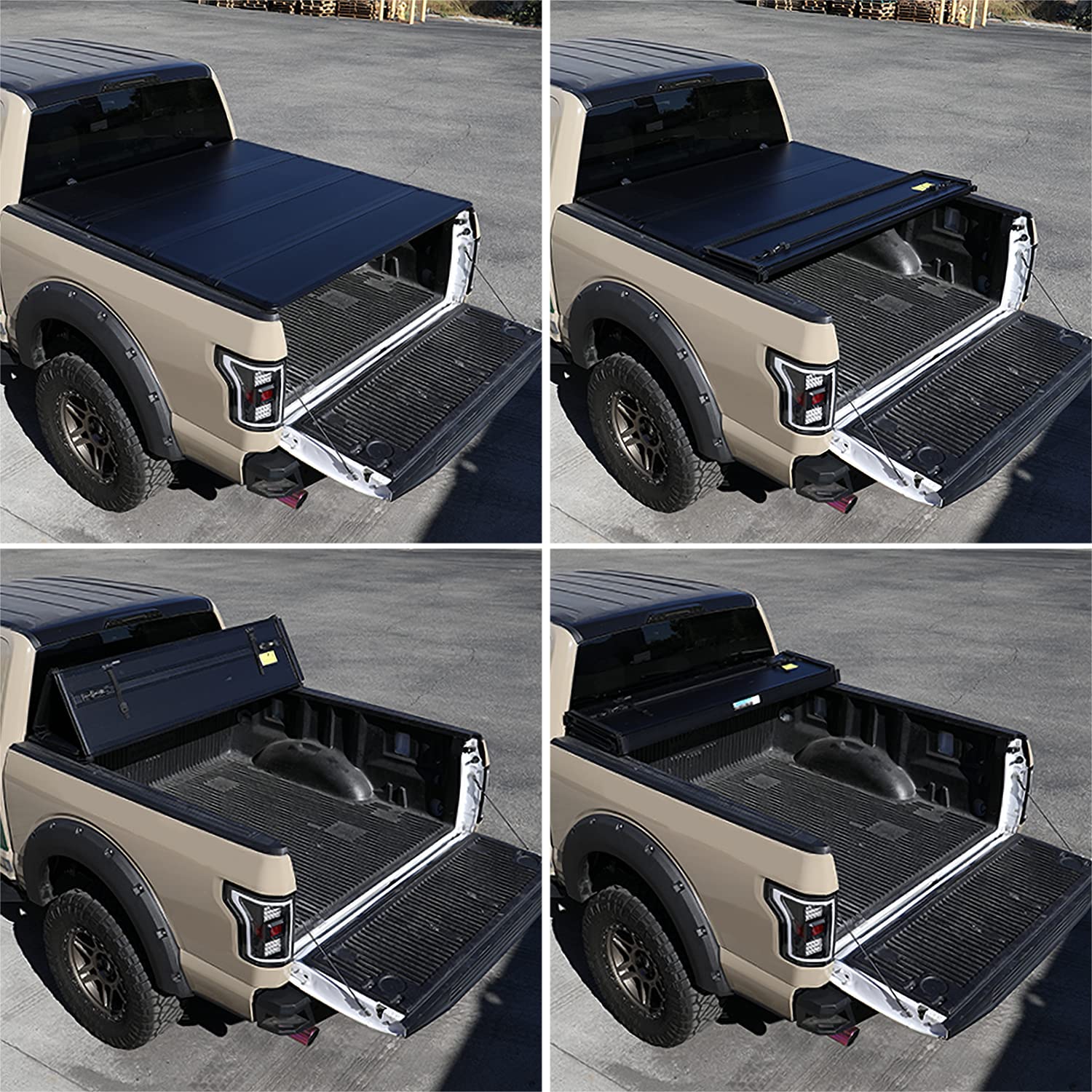 Hard Quad Fold Tonneau Cover Spec-D Tuning Compatible with Chevy Colorado Gmc Canyon 6'-1" Bed 2004-2011