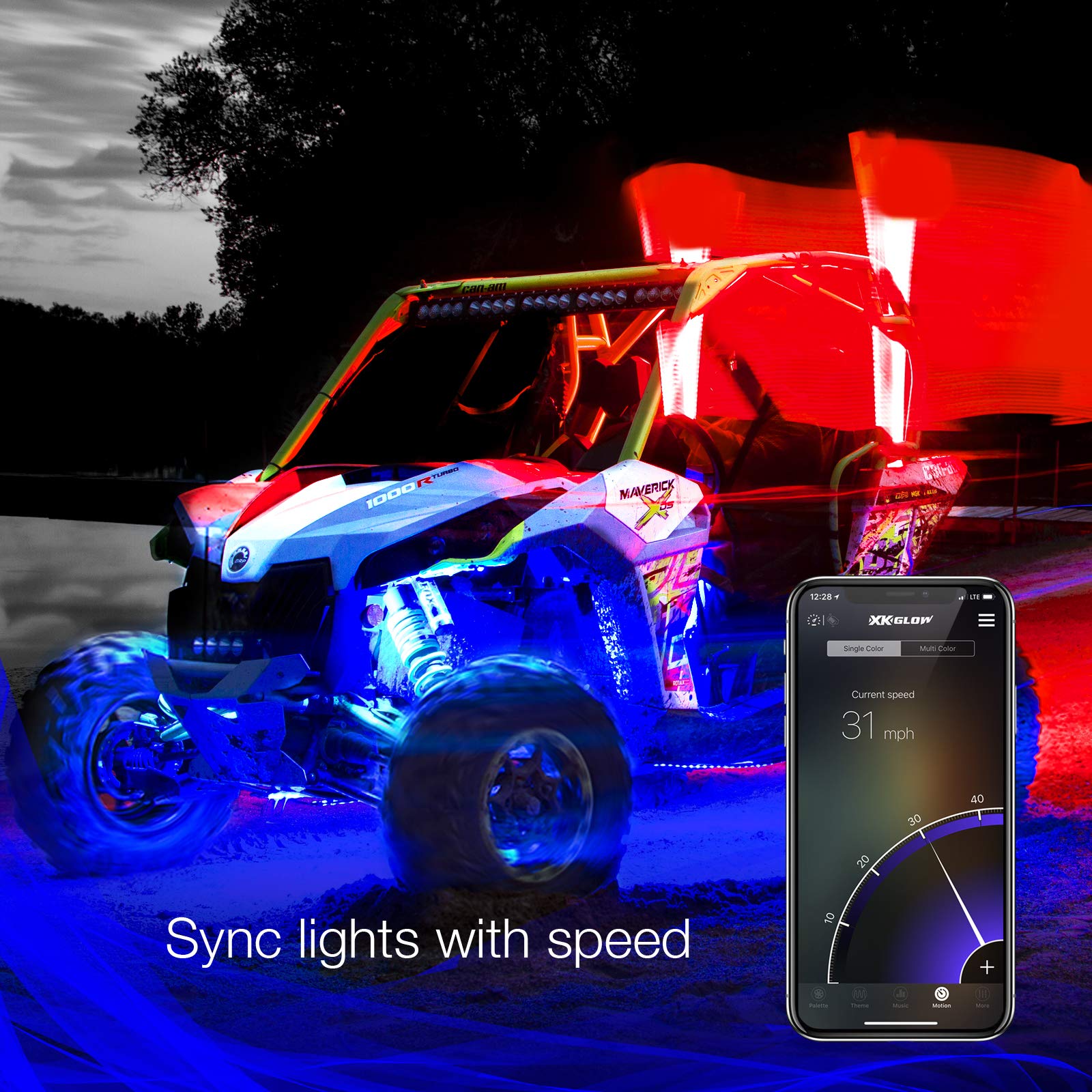 2x32in RGB Whip XKGLOW App Controlled Kit
