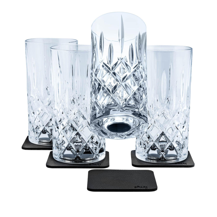silwy® LONGDRINK Magnet-Kristallgläser 4er Set inkl. Vier wiederverwendbaren Metall-Nano-Gel-Pads - rutschfeste Magnetgläser für Camping, Caravaning und Boating COG: 0 / Price: 119,95