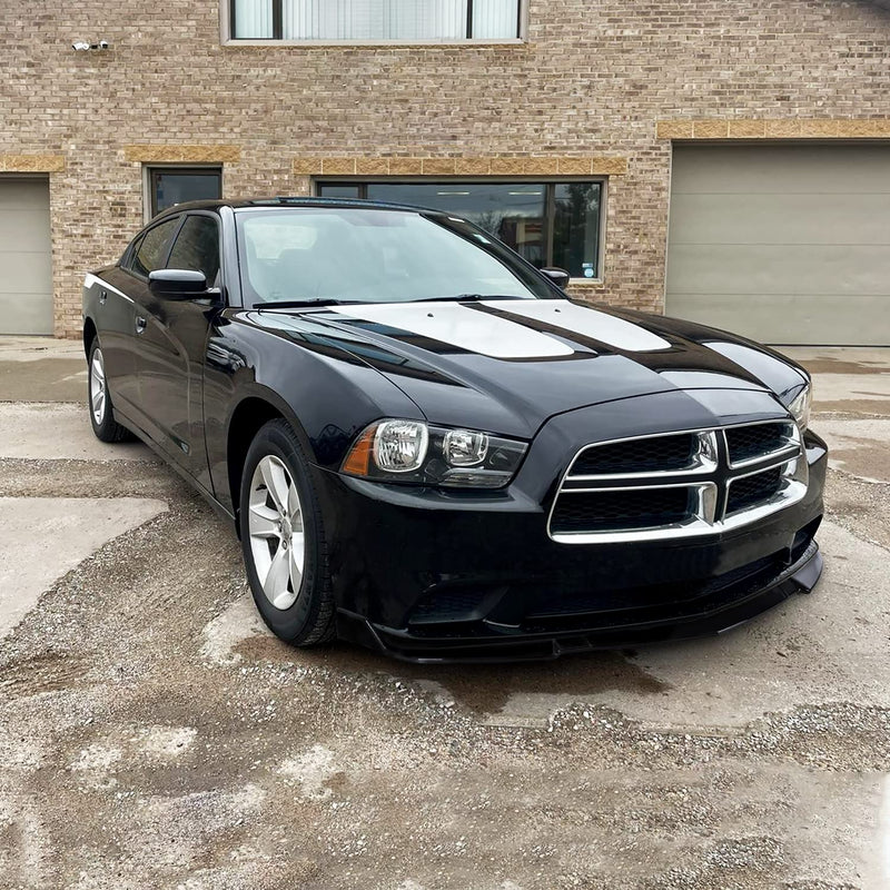Glossy Black Spec-D Tuning Front Bumper Lip Spoiler Splitter Kit 3PC Compatible with 2011-2014 Dodge Charger