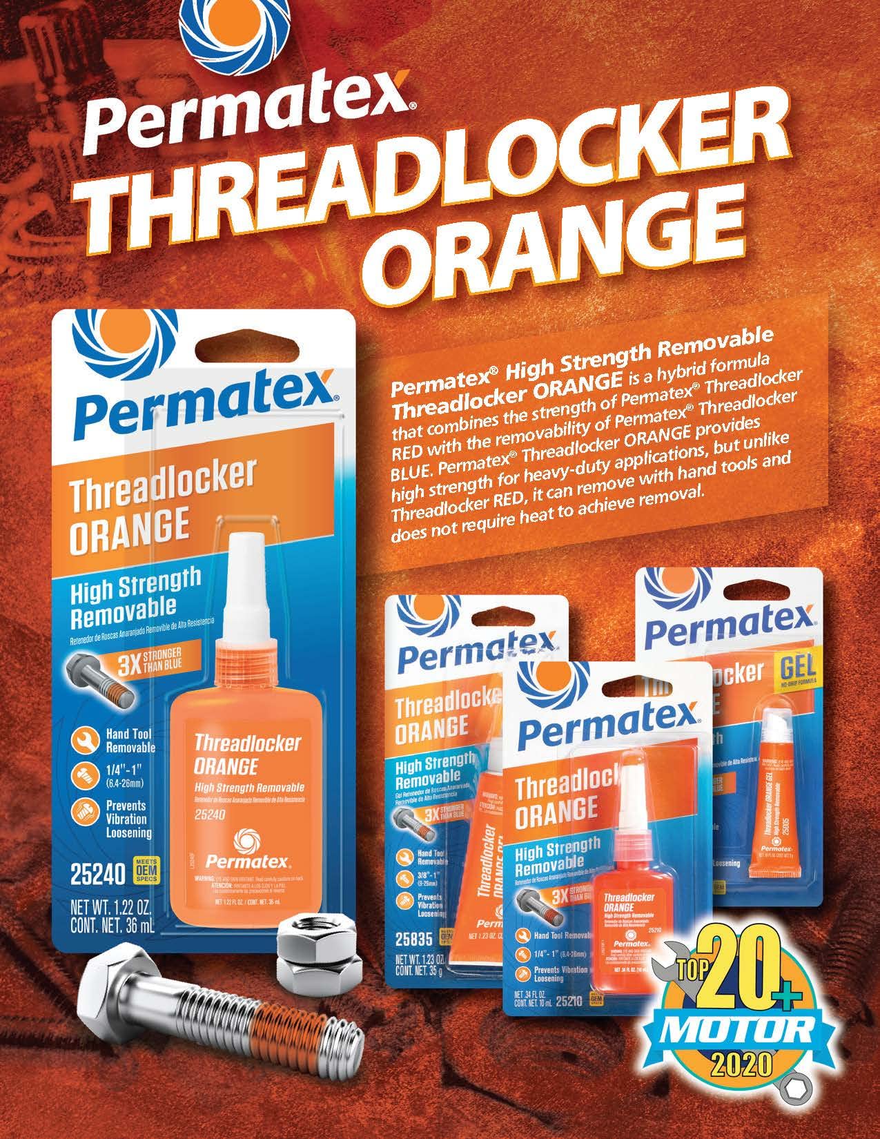 Permatex High Strength Removable Orange Gel Threadlocker, 5 g