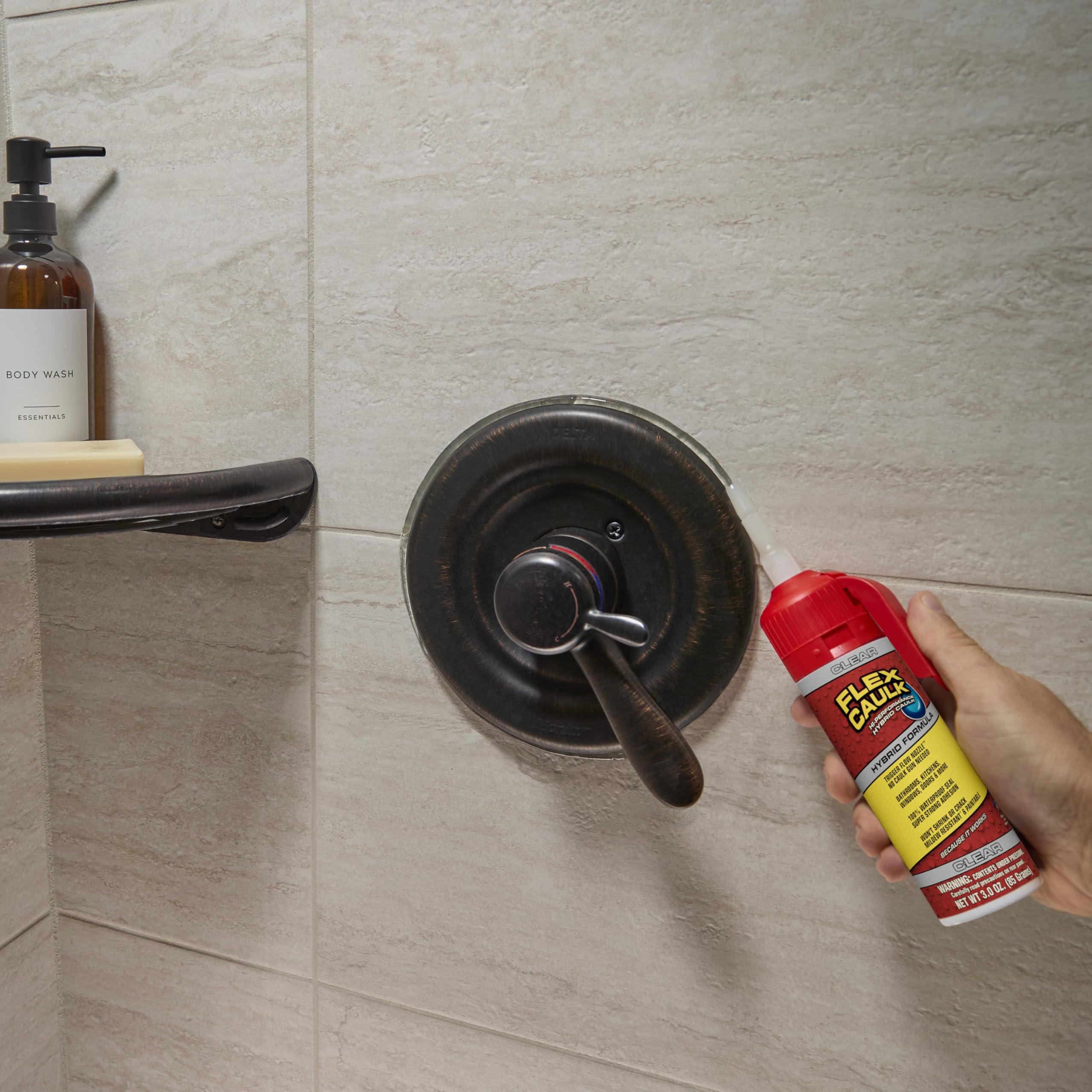 Flex Caulk, Waterproof & Weatherproof Sealant Hybrid Polymer, Strong, Paintable, Indoor, Outdoor, Bath, Shower, Sink, Window, Baseboards, Door, RV, Roof, Wood, Auto & Marine, White, 4 oz, 1-Pack