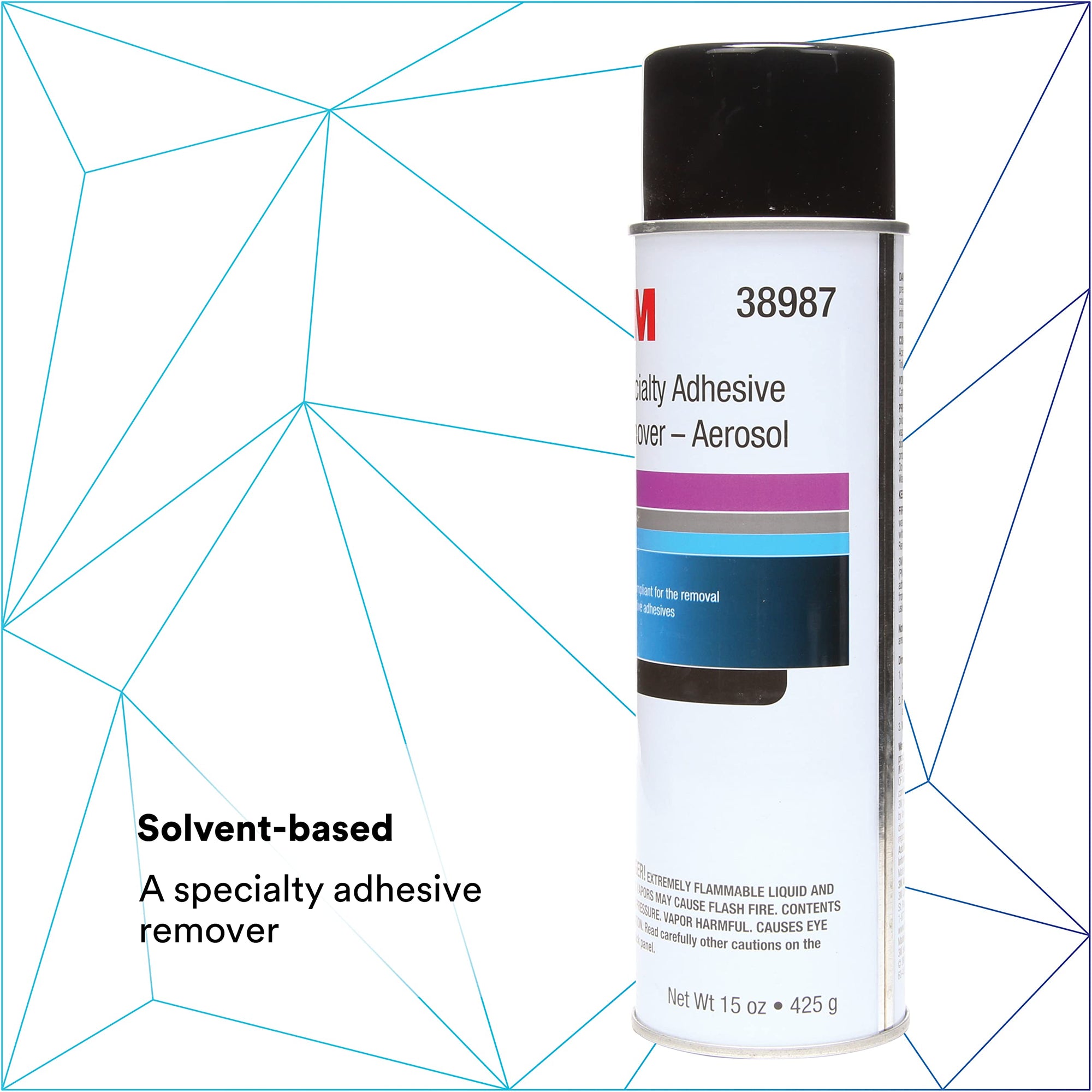 3M 38987 Specialty Adhesive Remover, Solvent-Based, Removes Reactive Adhesives, 15 fl oz