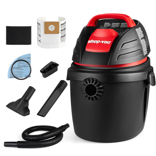 2.5 Gallon Shop-Vac Wet Dry Vacuum 9303511, 2.5 Peak HP, 1.25 Inch Diameter x 4 Foot Hose, 12 Ft Cord Length, Wall Mounted, Includes Filters, Ideal for Jobsite, Garage, Car & Workshop