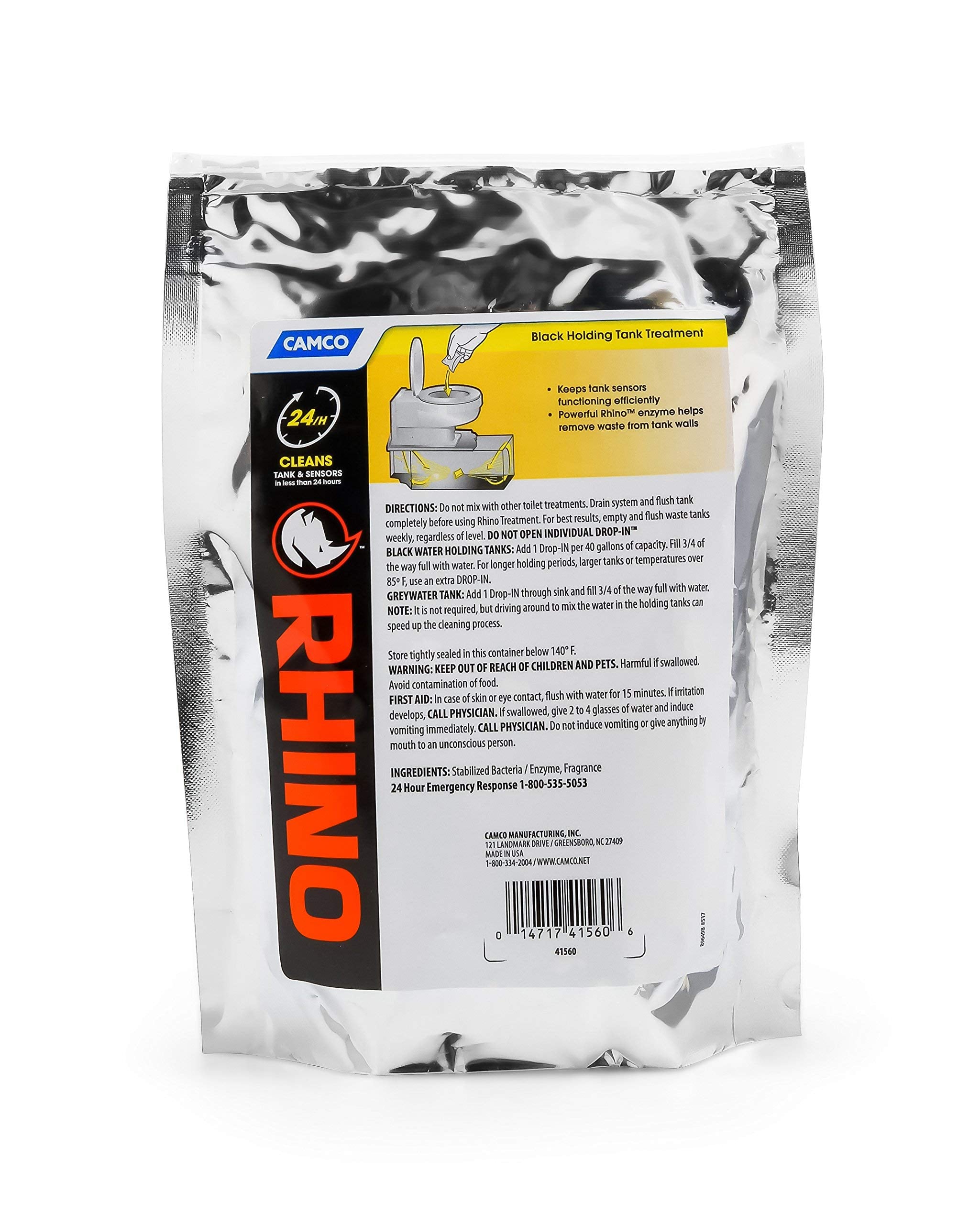 Camco Rhino Drop-INs RV Holding Tank Cleaner | Features a Septic Safe Enzyme Complex and is Ideal for RVing, Boating, and More | 6 Count (41560)