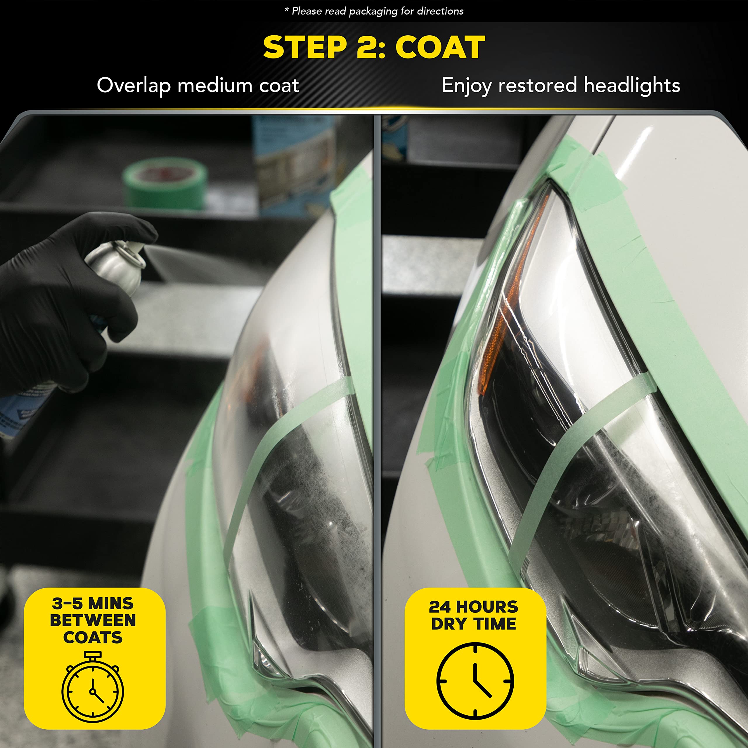 Meguiar's Headlight Restoration Kit Two Step, Headlight Cleaner Restores Clear Car Plastic and Protects from Re-Oxidation, Includes Headlight Coating and Cleaning Solution - 4 Count (1 Pack)
