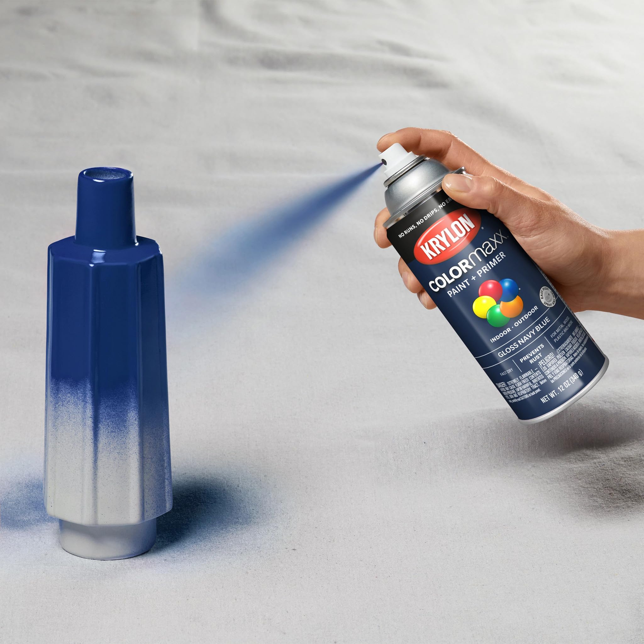 Krylon K05529007 Spray Paint and Primer COLORmaxx for Indoor/Outdoor Use, Gloss Navy Blue 12 Ounce (Pack of 1)