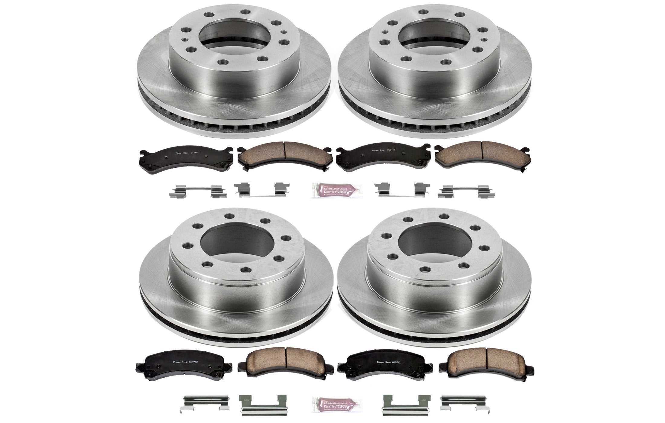 Power Stop Autospecialty KOE2075 Front and Rear Replacement Brake Kit-OE Brake Rotors & Ceramic Brake Pads