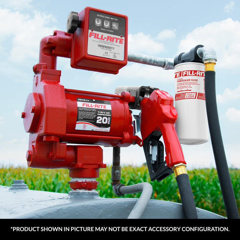 3 Wheel Fill-Rite 807CMK 3/4" 5 to 20 GPM Fuel Transfer Meter w/Mounting Kit For 1200, 2400, 600, & 700 Series Pumps