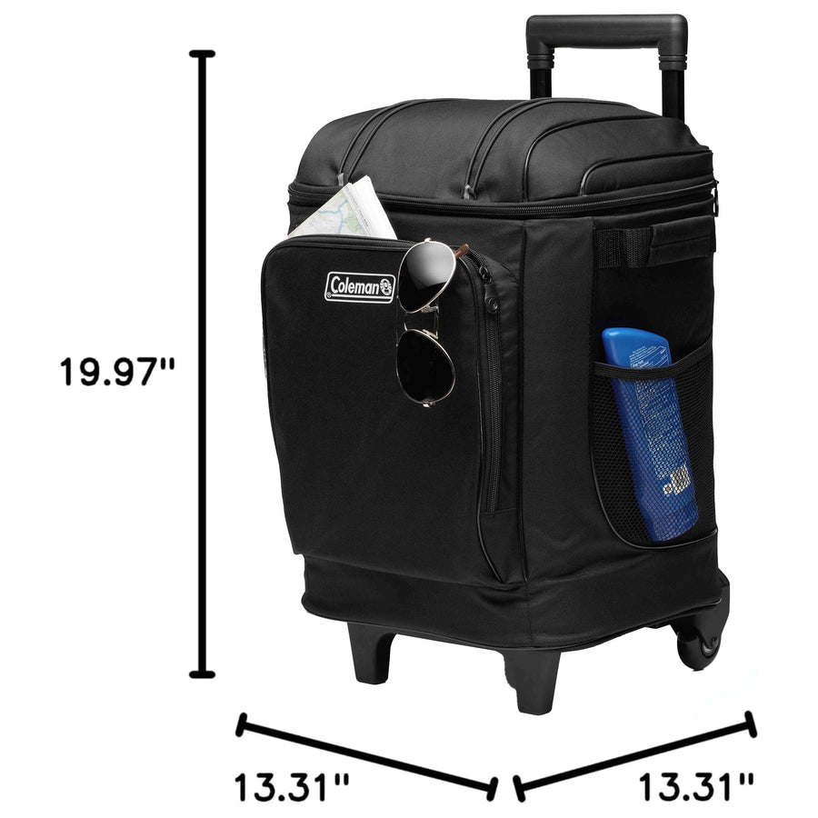 42-Can Coleman Soft Rolling Cooler with Wheels, Leak-Proof Portable Insulated Chiller with 12+ Hour Ice Retention, Made with Recycled Materials