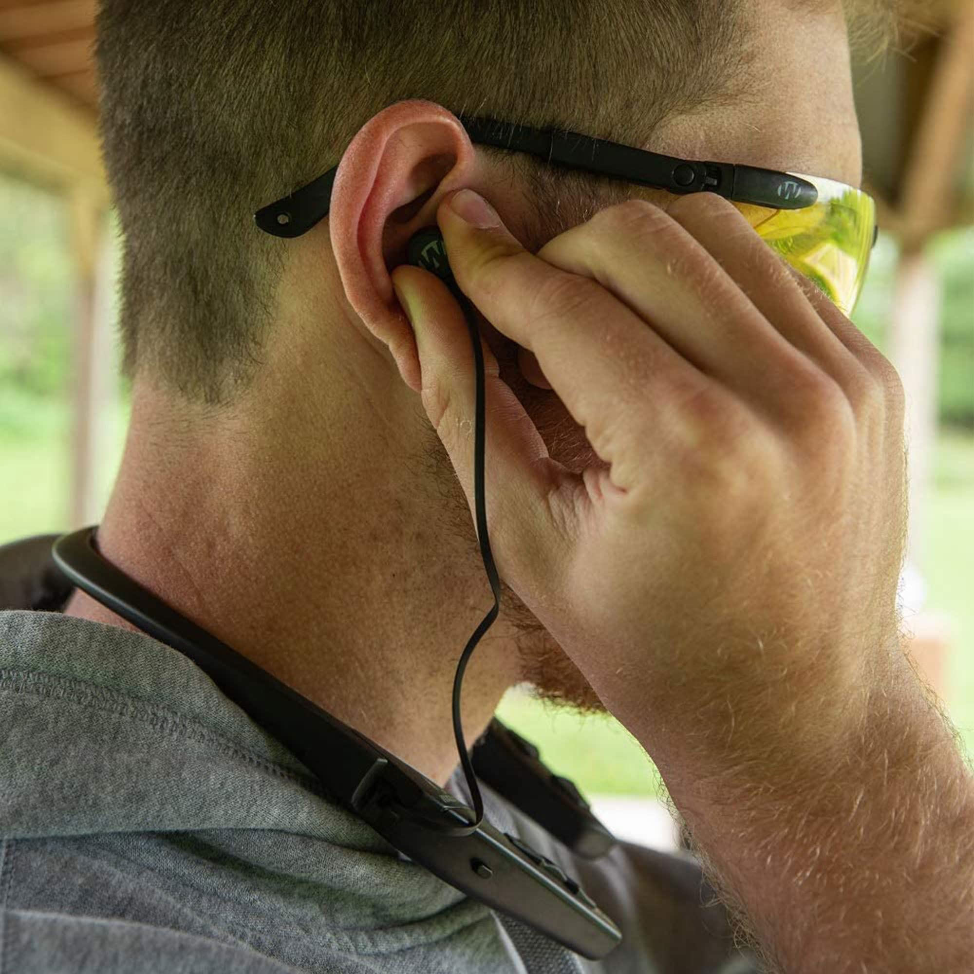 Bluetooth Walker's Game Ear Behind The Neck Hearing Enhancer, Black