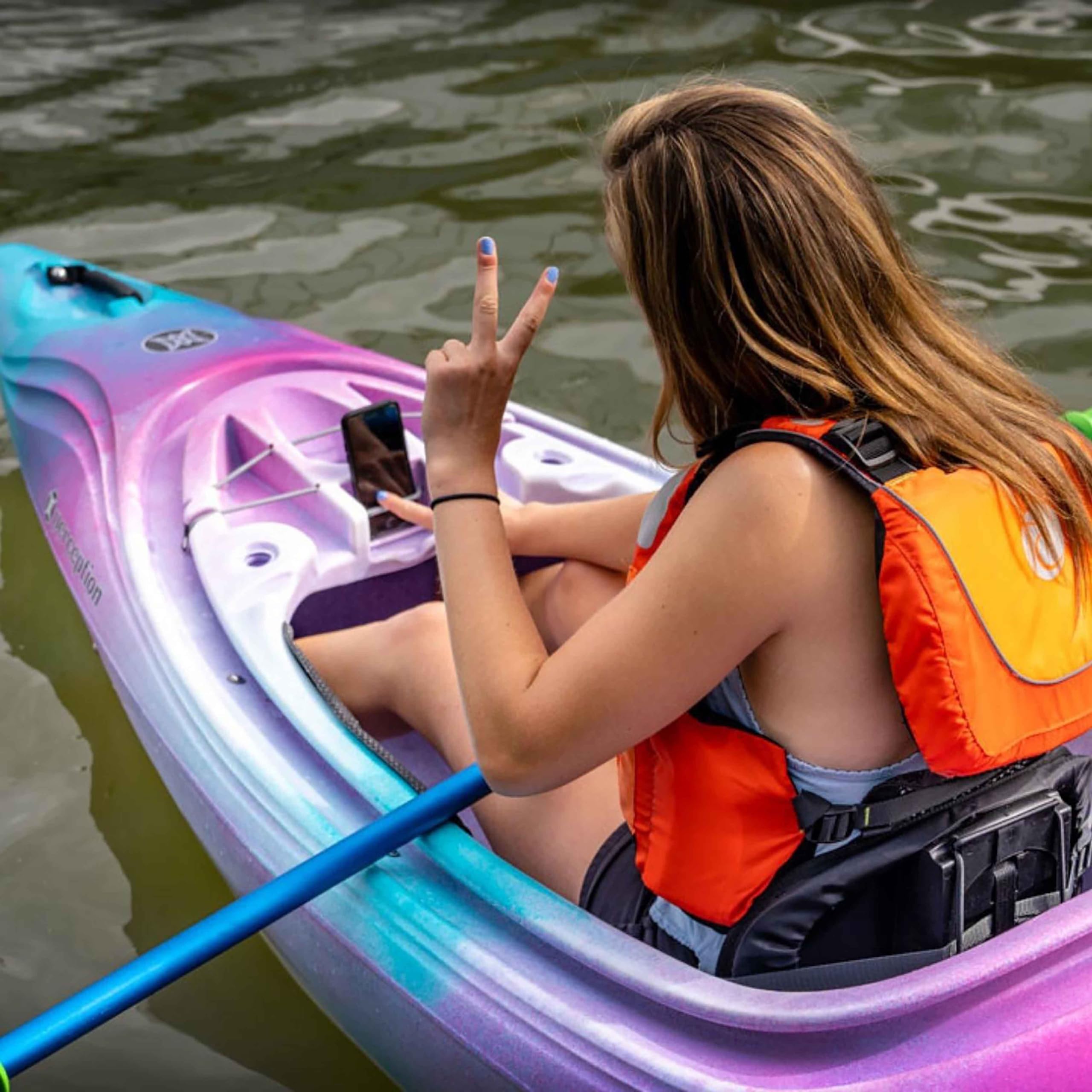 Joyride 12 Perception - Sit Inside Kayak - Selfie Slot and Cup Holder - Adjustable Padded Seat - Sealed Rear Storage - 12.2 ft - Mystic