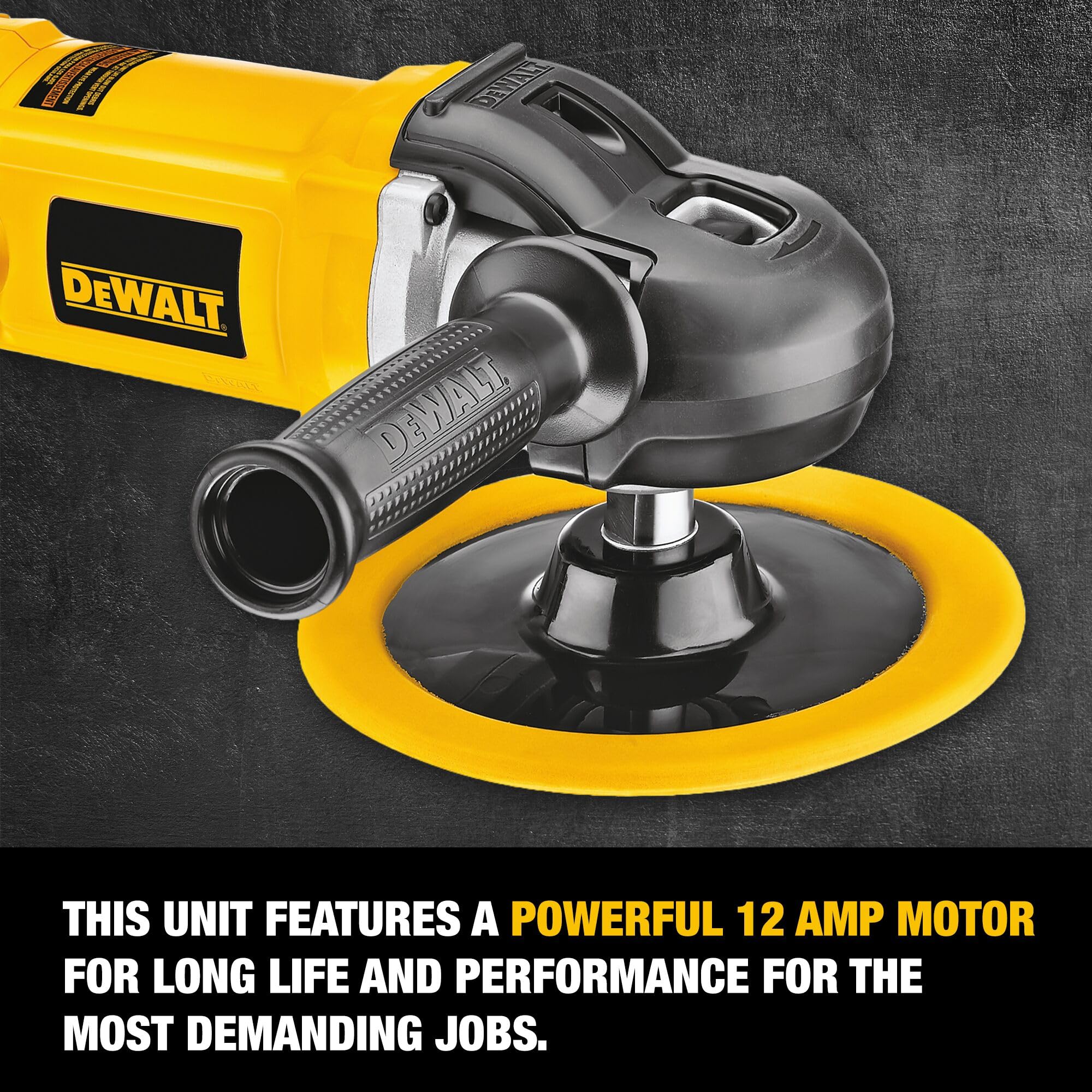 DEWALT 7-in-9-in Buffer Polisher, 12 amp, Variable Speed Dial 0-3,500 RPM’s, Soft Start Corded Car Buffer (DWP849X)