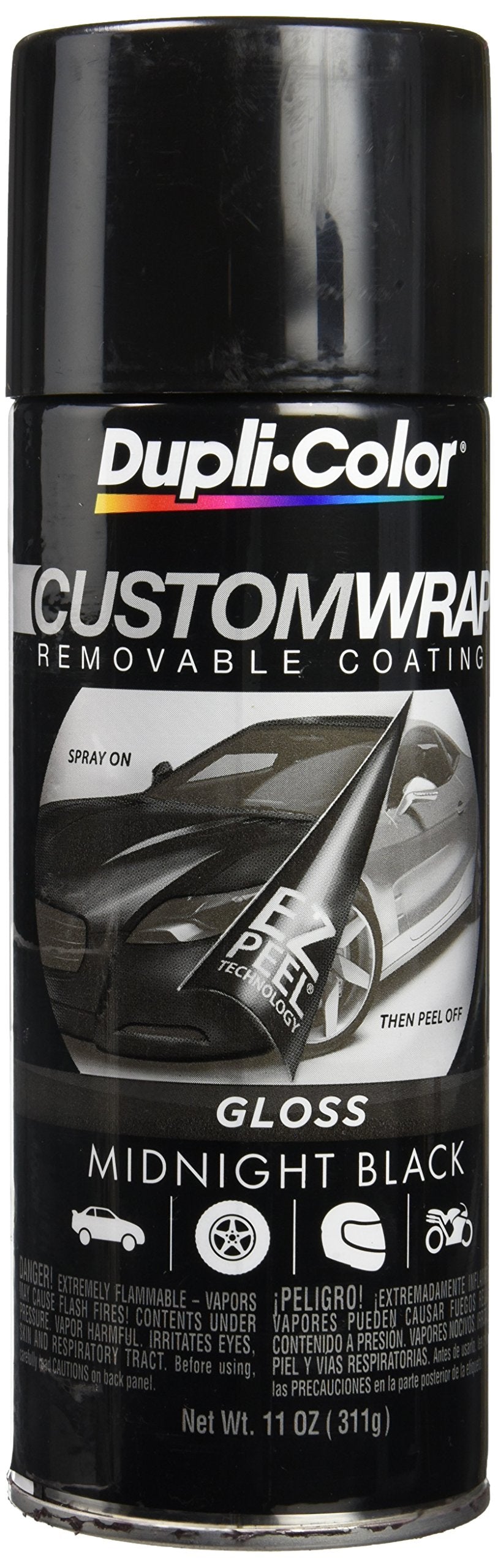 Custom Wrap Gloss Dupli-Color Removable Automotive Paint - Midnight Black Spray Paint - 11 oz. Aerosol Can