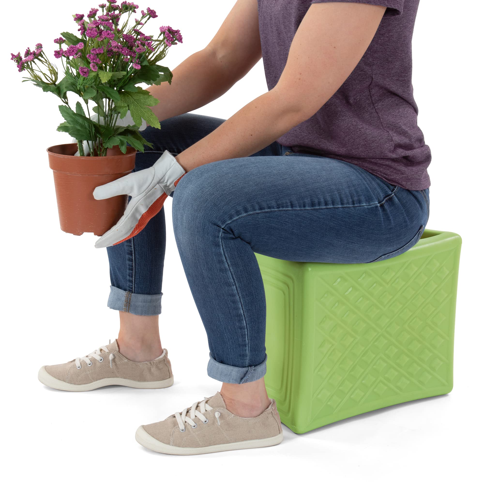 Simplay3 3-Level Handy Home Heavy Duty Work/Garden Seat - 12" x 15" x 9" - Green, Made in USA