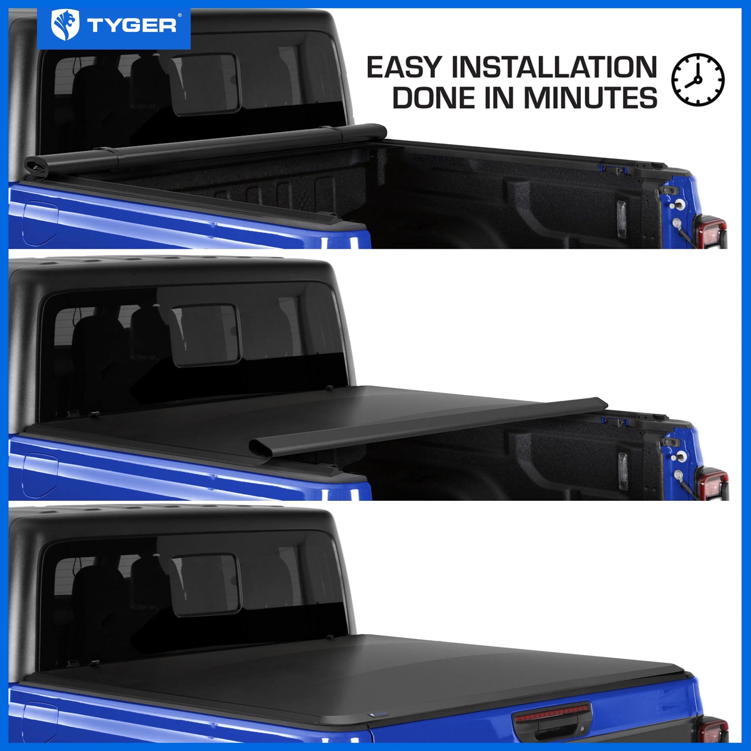 Tyger Auto T1 Truck Bed Soft Roll-up Tonneau Cover Compatible with 2020-2026 Jeep Gladiator JT | 5' (60") Bed | TG-BC1J9060
